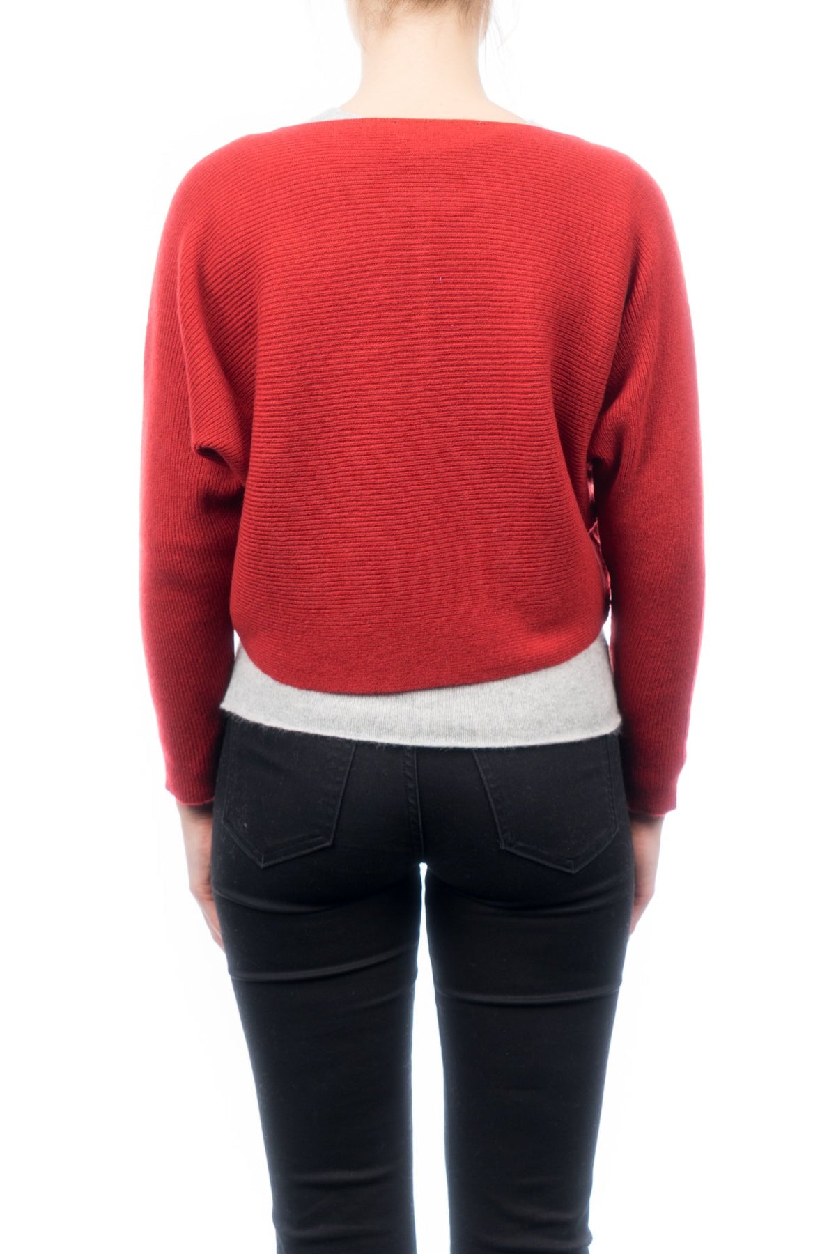Cardigan court femme 100 % cachemire, coloris Rouge, vue 3 | Dalle Piane Cashmere