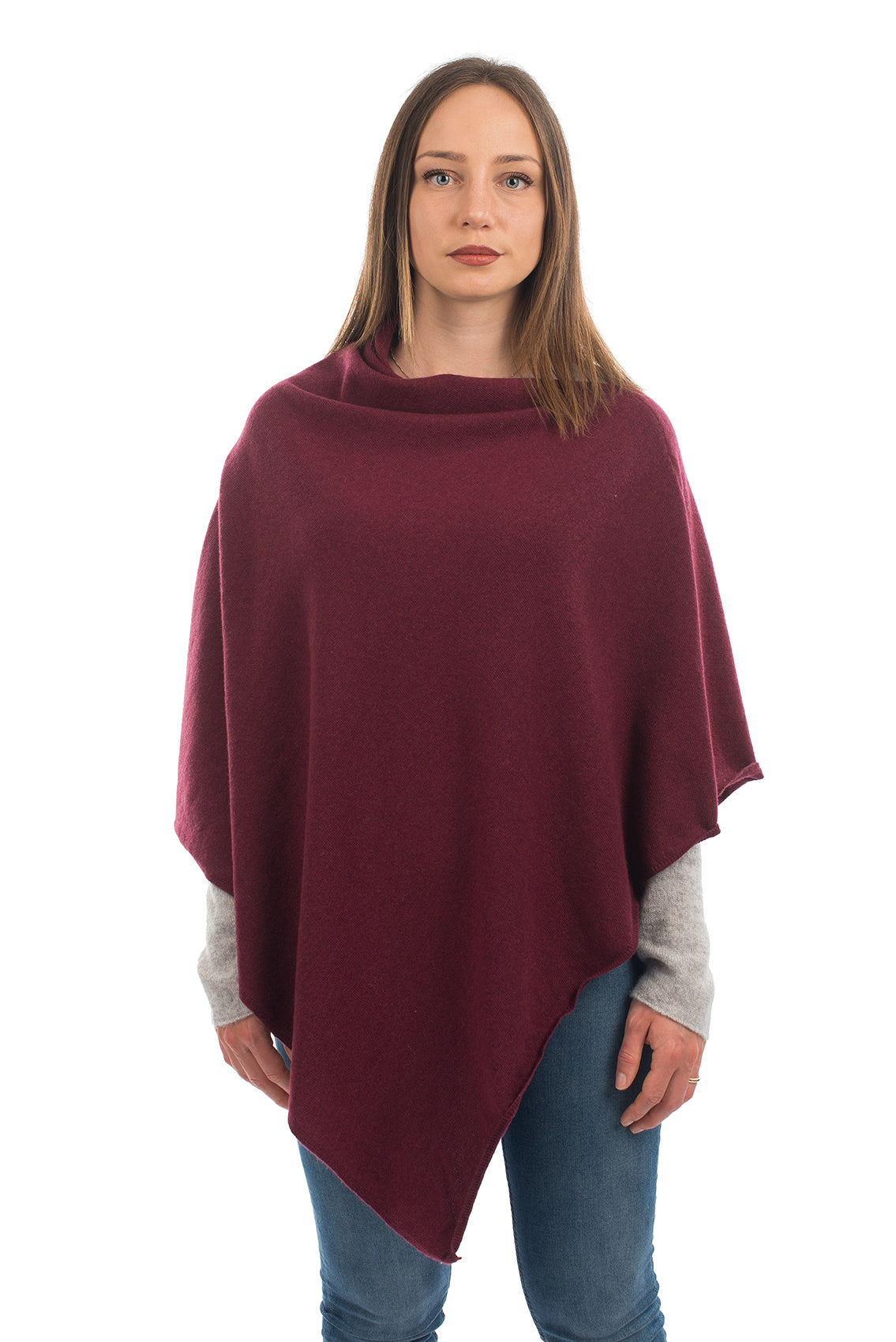 Poncho femme mélange cachemire, coloris Bordeaux | Dalle Piane Cashmere