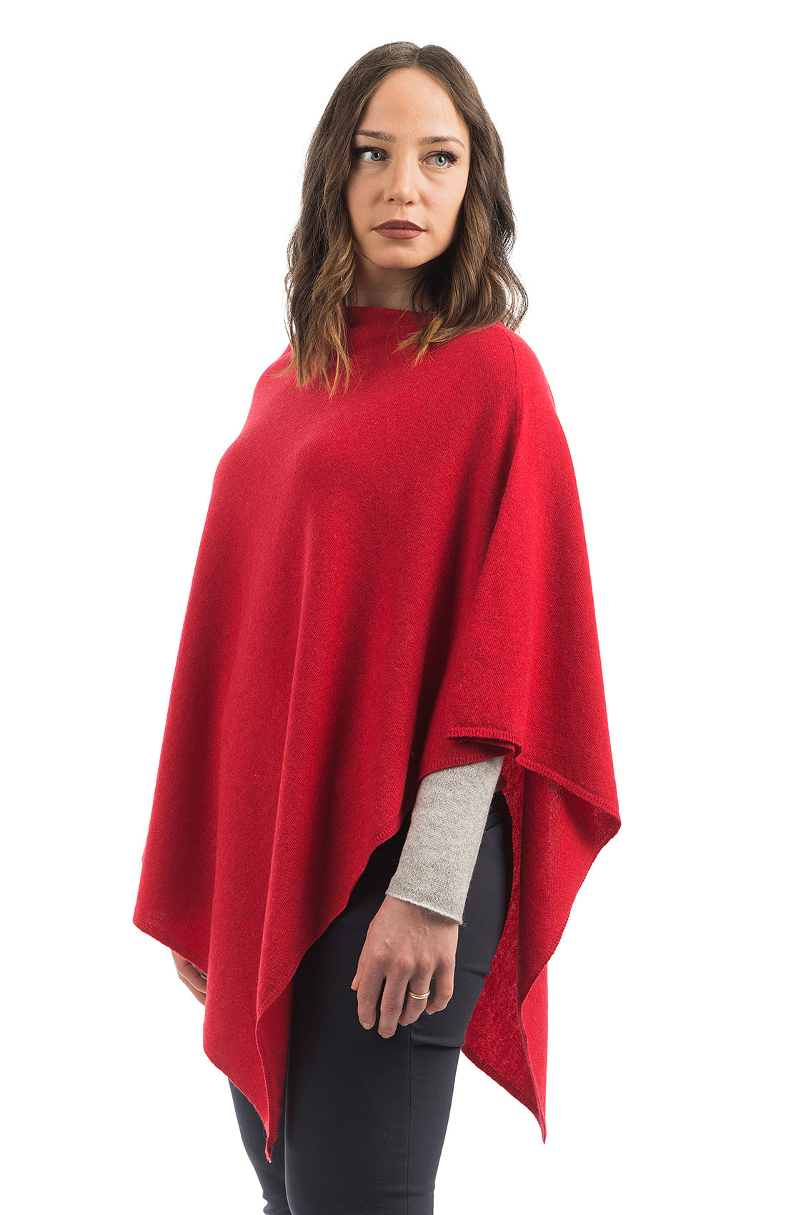 Poncho femme mélange cachemire, coloris Rouge, vue 2 | Dalle Piane Cashmere