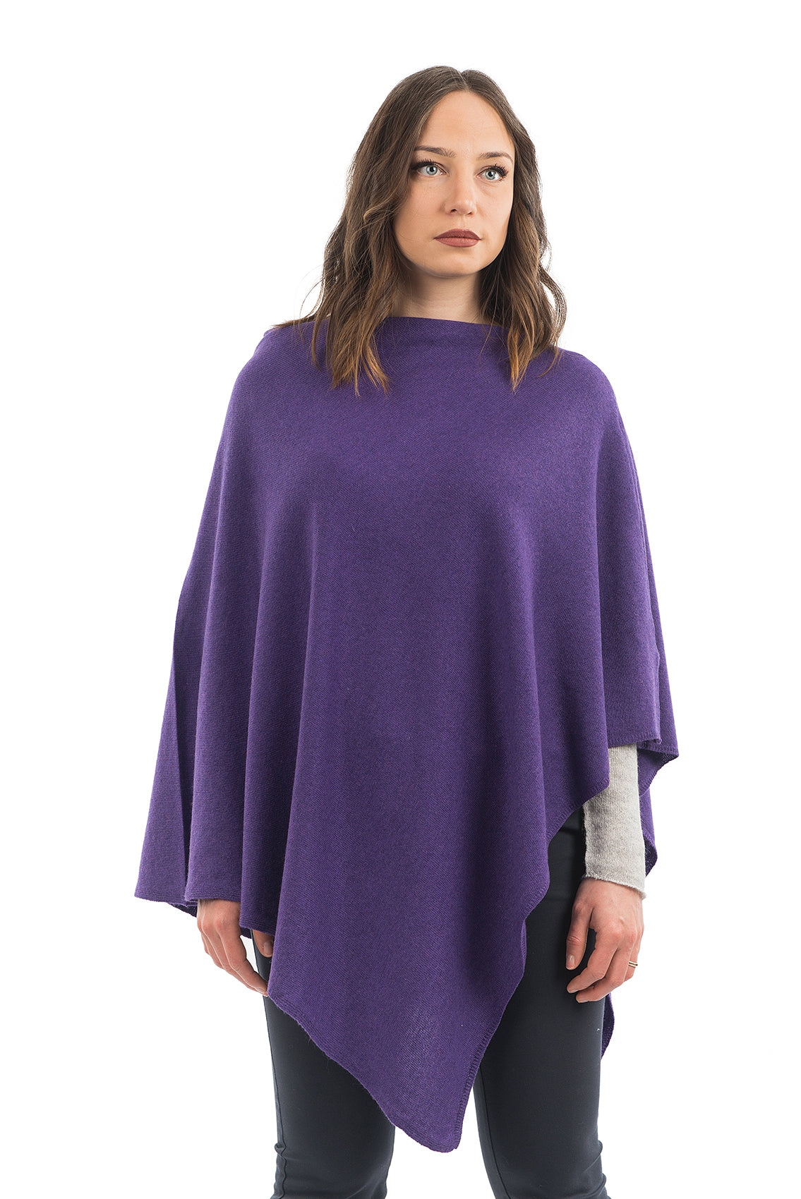Poncho femme mélange cachemire, coloris Violet | Dalle Piane Cashmere
