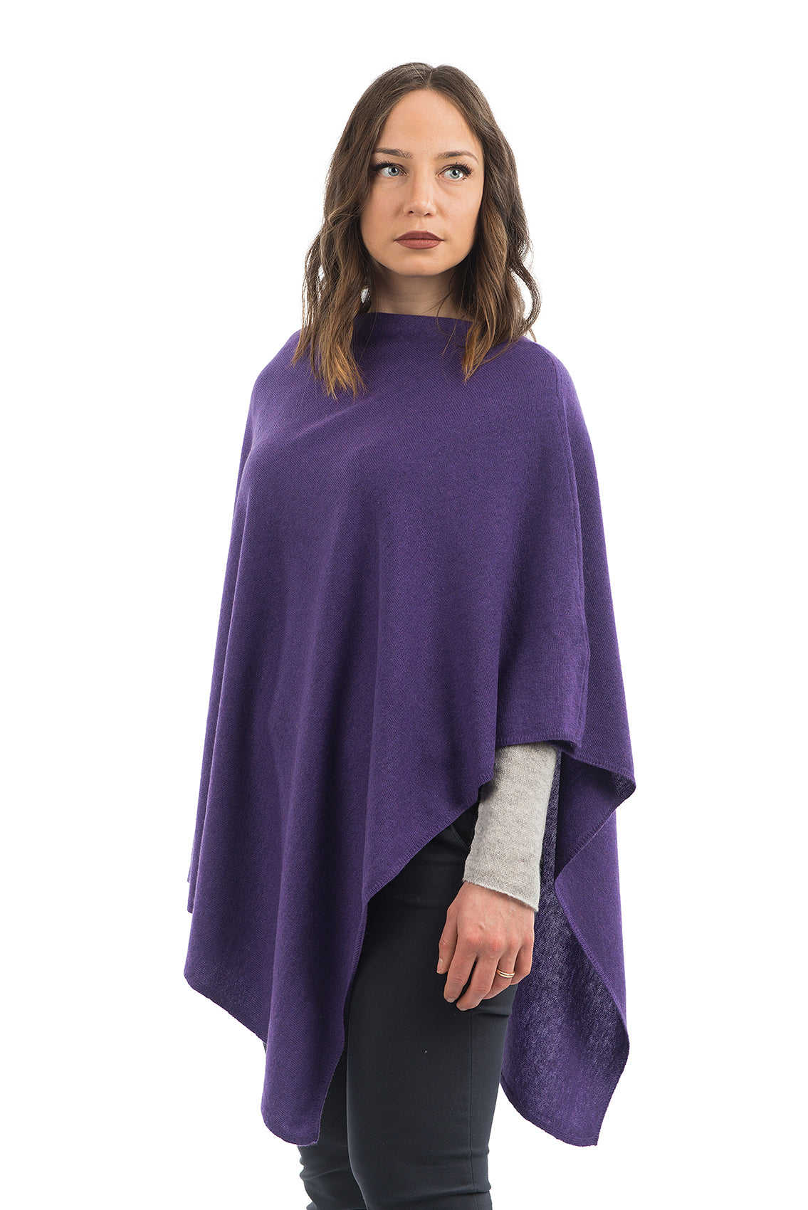 Poncho femme mélange cachemire, coloris Violet, vue 2 | Dalle Piane Cashmere