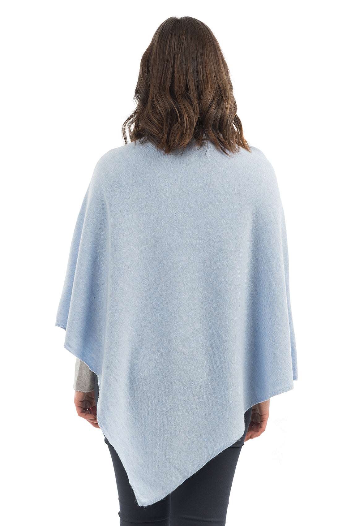Poncho femme mélange cachemire, coloris Ciel, vue 3 | Dalle Piane Cashmere