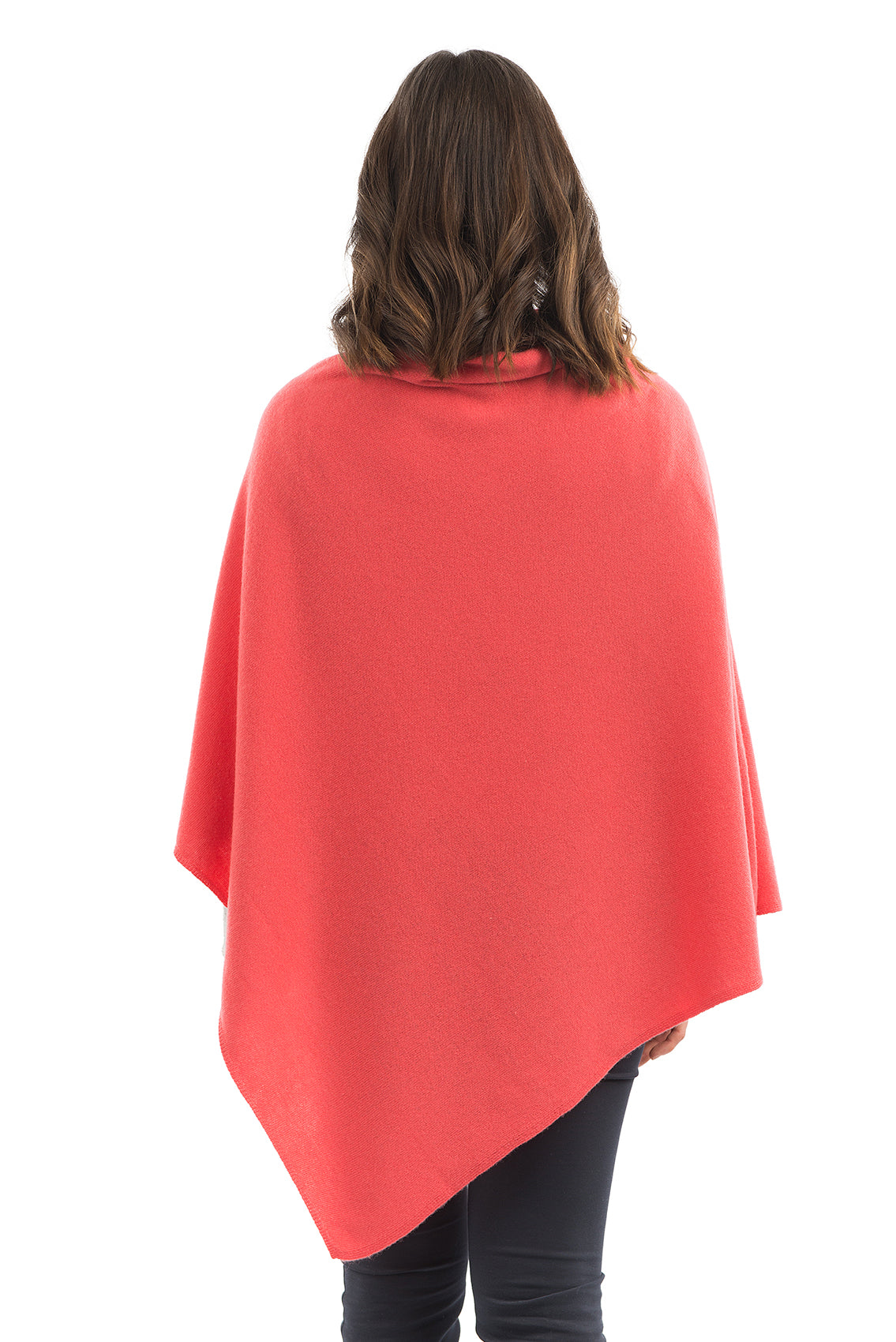 Poncho femme mélange cachemire, coloris Orange, vue 3 | Dalle Piane Cashmere