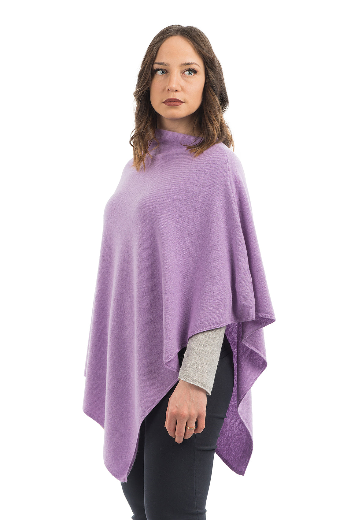 Poncho femme mélange cachemire, coloris Lilas, vue 2 | Dalle Piane Cashmere