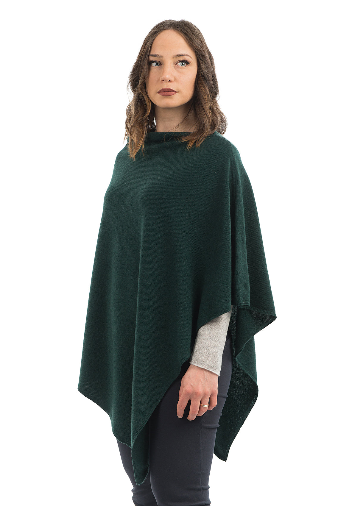 Poncho femme mélange cachemire, coloris Vert, vue 2 | Dalle Piane Cashmere