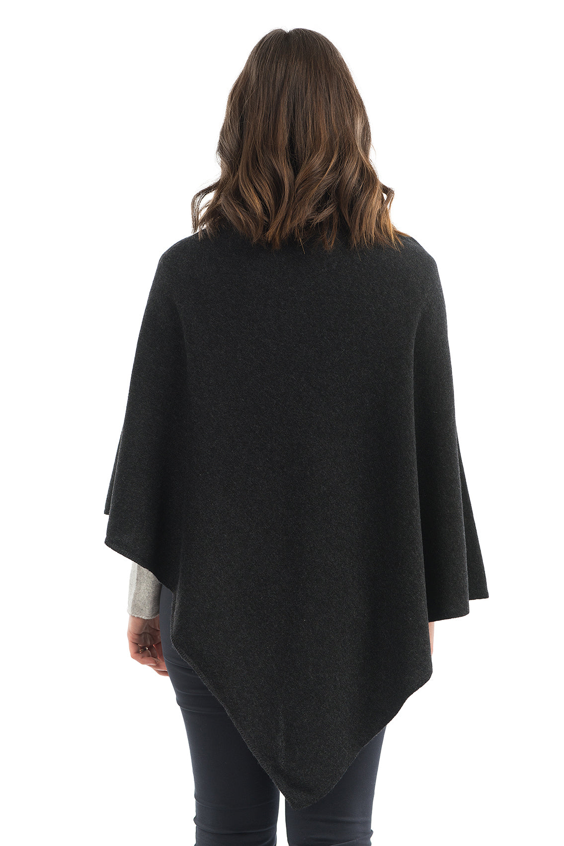 Poncho femme mélange cachemire, coloris Anthracite, vue 3 | Dalle Piane Cashmere