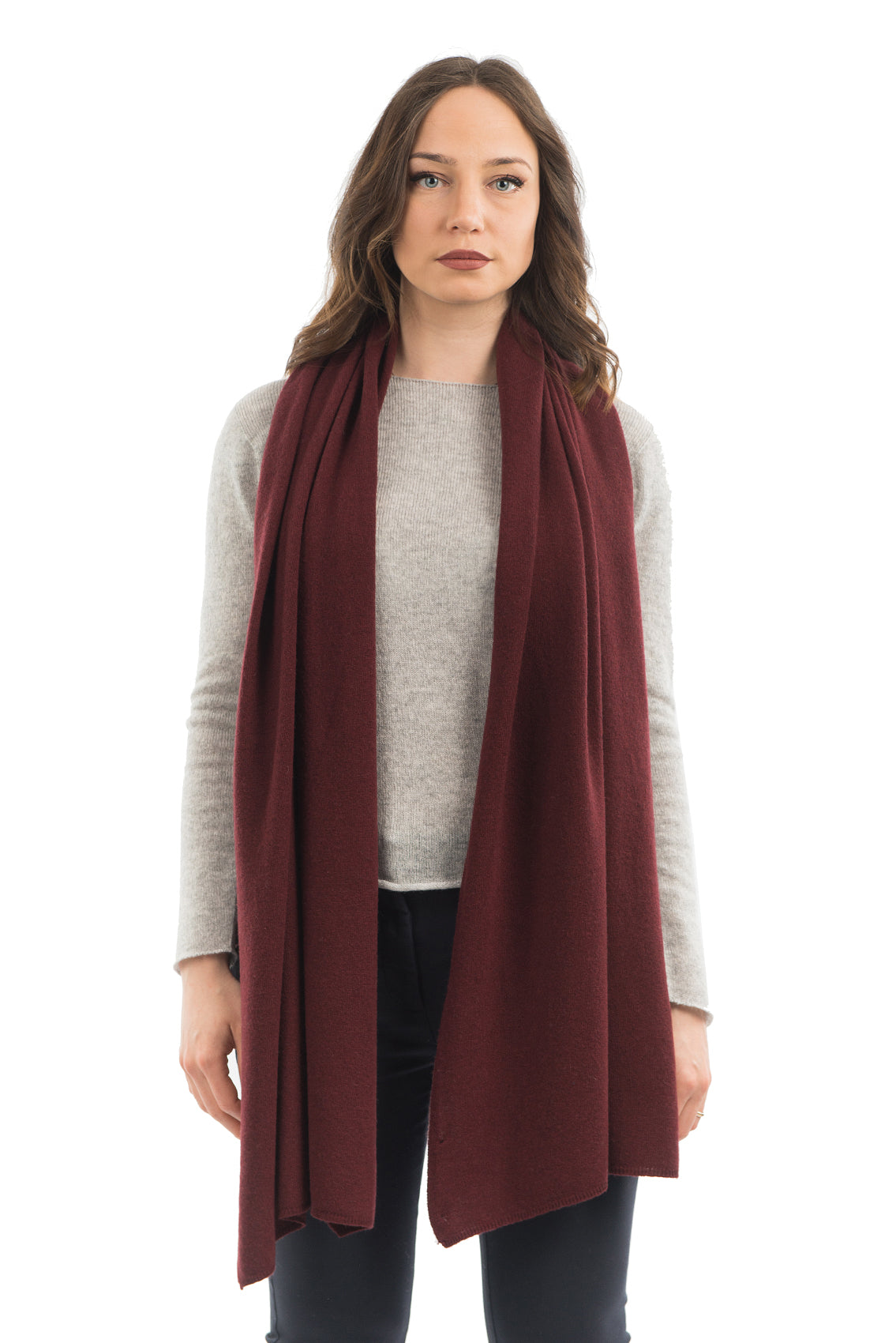 Étole femme mélange cachemire, coloris Bordeaux, vue 2 | Dalle Piane Cashmere