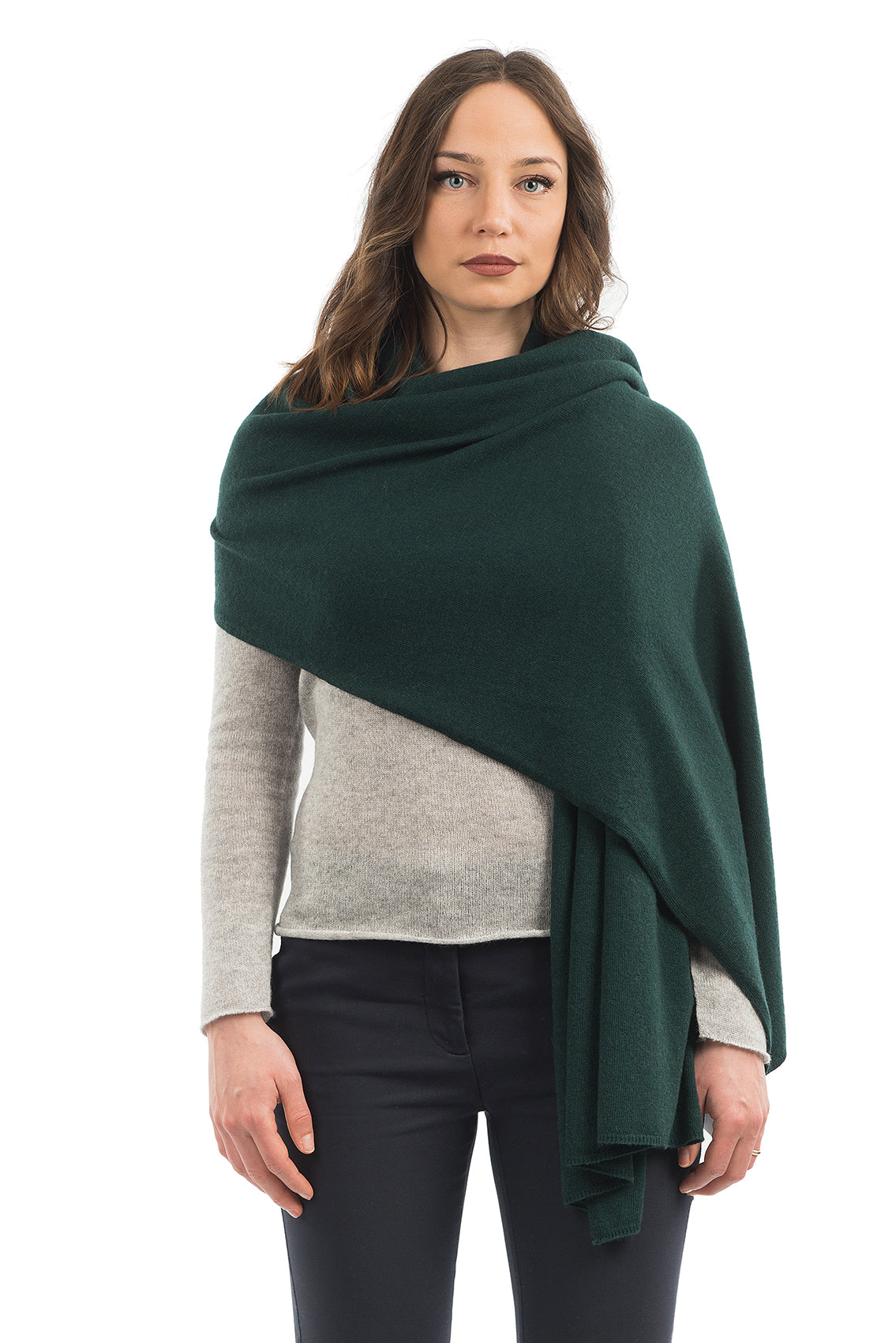Étole femme mélange cachemire, coloris Vert, vue 2 | Dalle Piane Cashmere