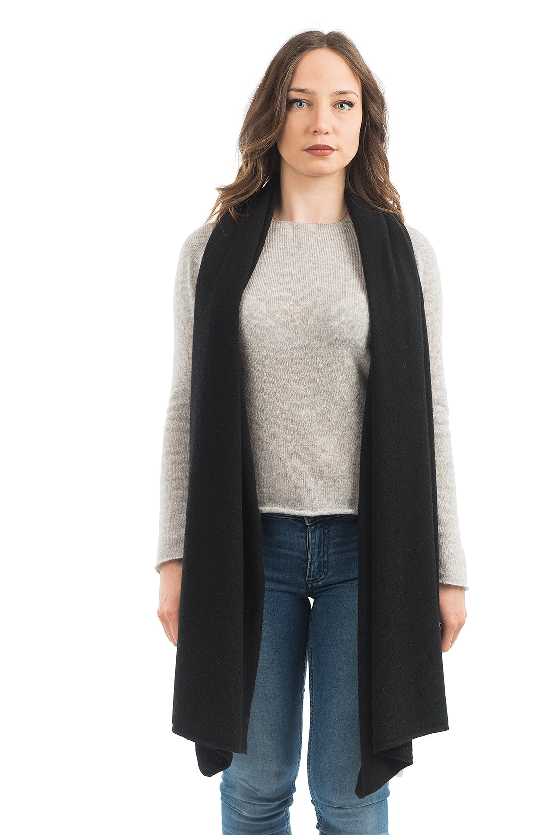 Étole femme mélange cachemire, coloris Noir, vue 2 | Dalle Piane Cashmere