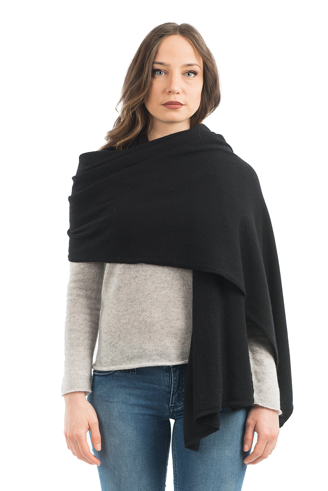 Étole femme mélange cachemire, coloris Noir | Dalle Piane Cashmere