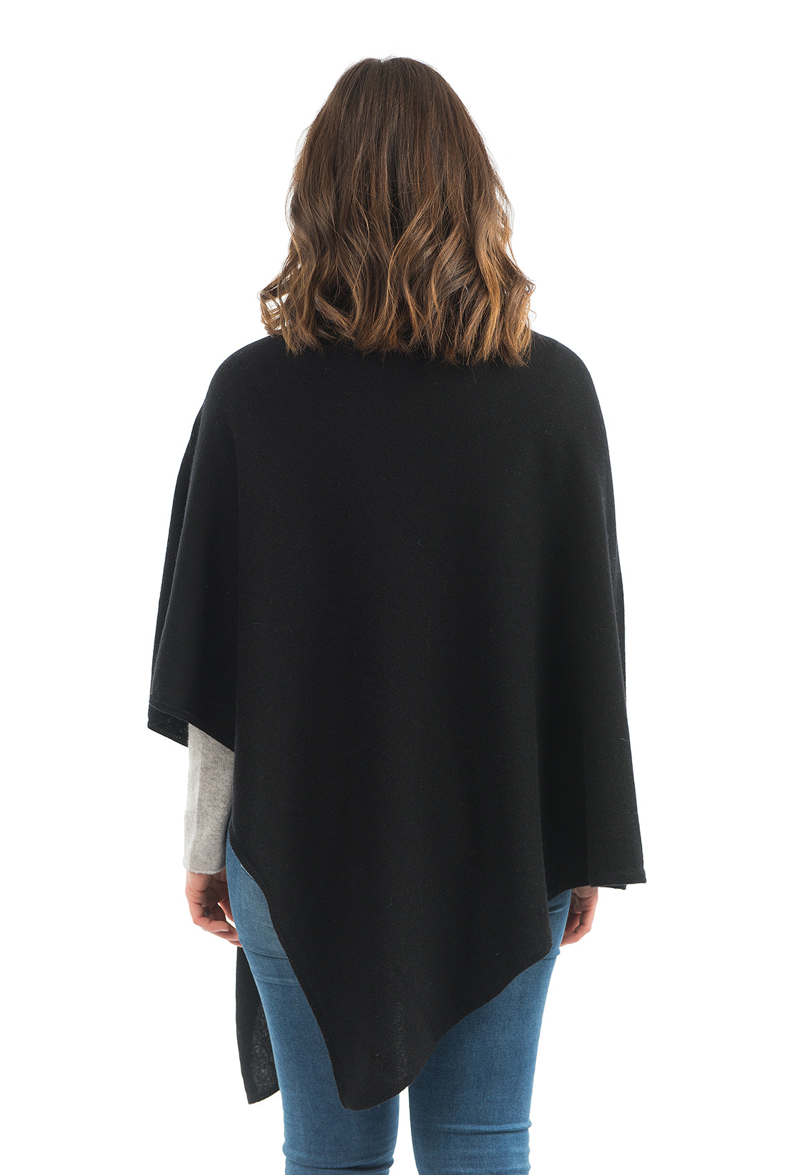 Poncho femme mélange cachemire, coloris Noir, vue 3 | Dalle Piane Cashmere