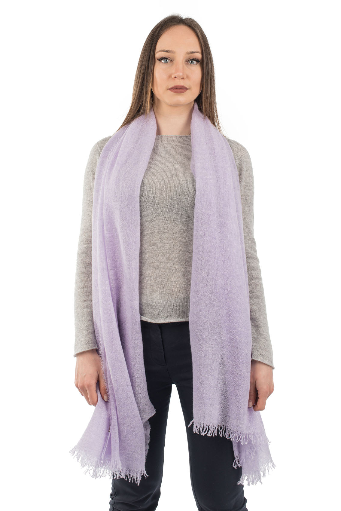 Pashmina femme 100 % cachemire, coloris Lilas | Dalle Piane Cashmere