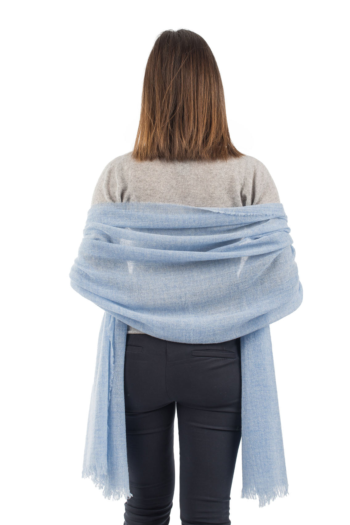 Pashmina femme 100 % cachemire, coloris Ciel, vue 4 | Dalle Piane Cashmere