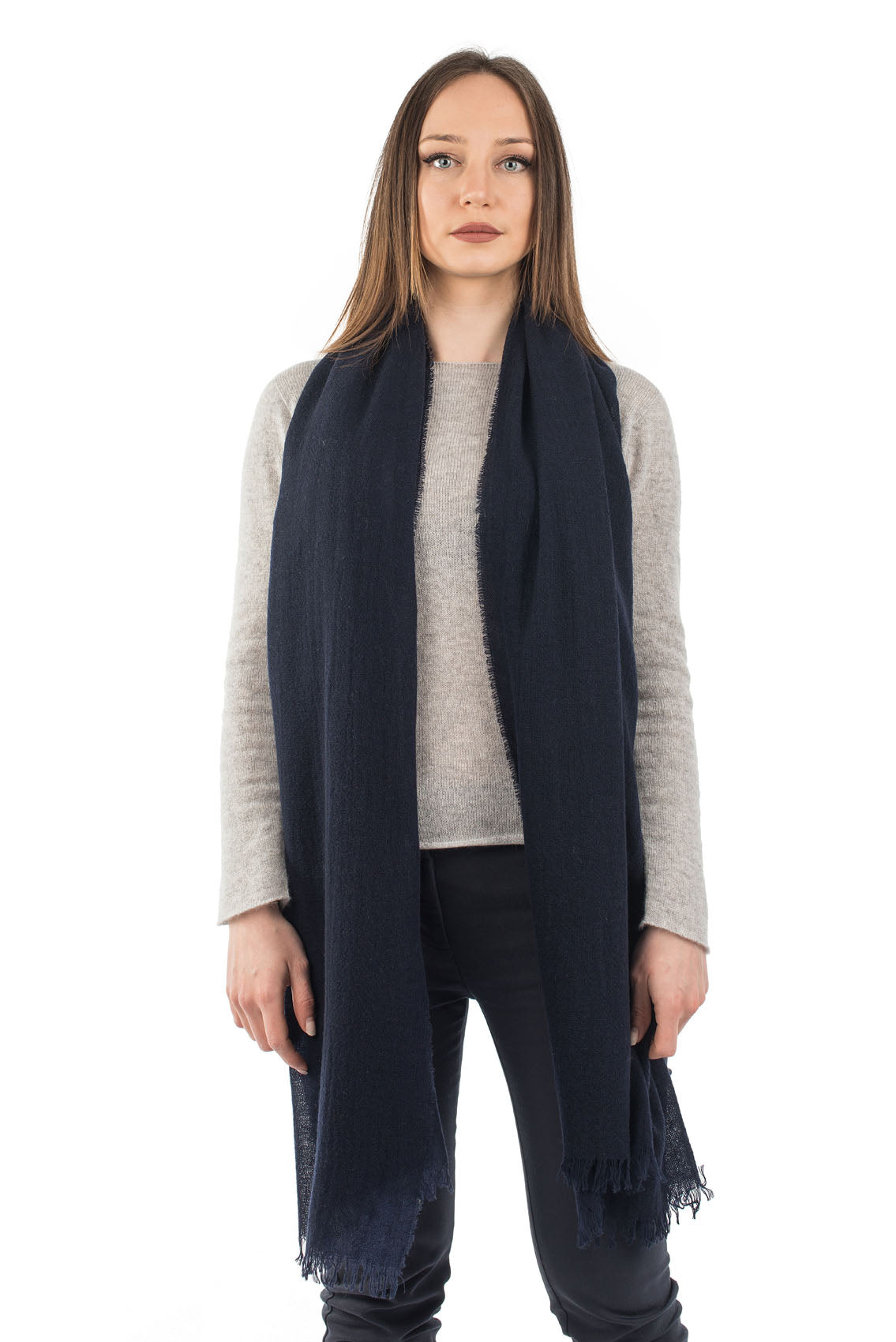 Pashmina femme 100 % cachemire, coloris Bleu | Dalle Piane Cashmere