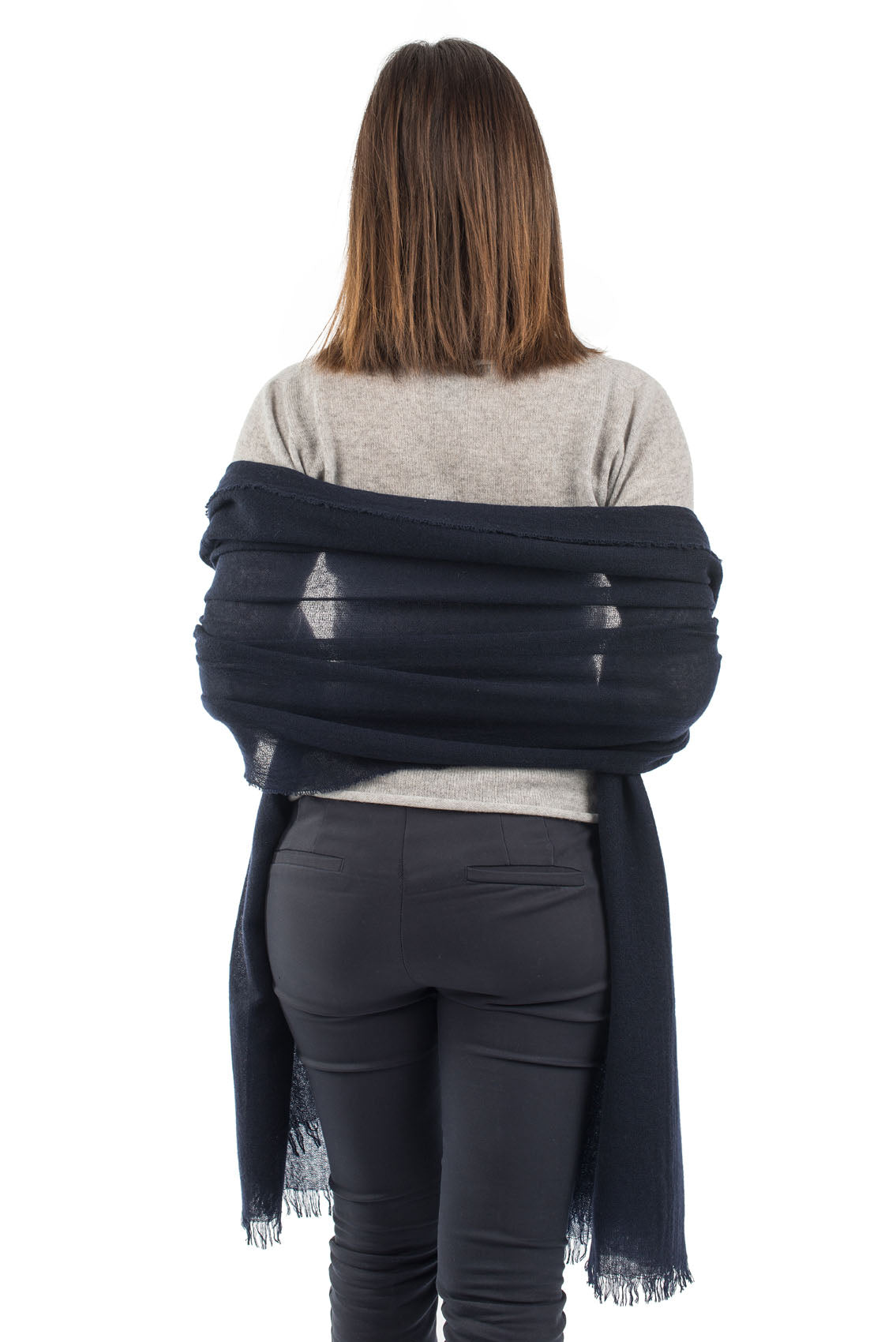 Pashmina femme 100 % cachemire, coloris Bleu, vue 4 | Dalle Piane Cashmere