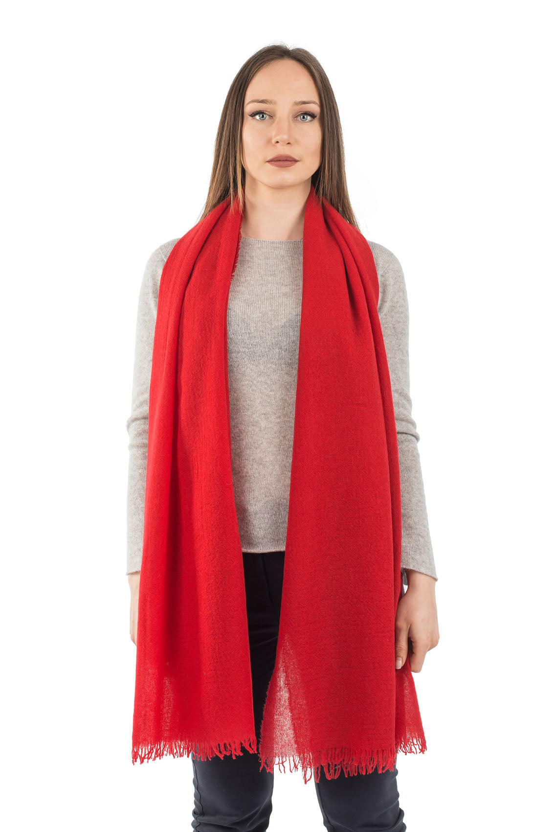 Pashmina femme 100 % cachemire, coloris Rouge | Dalle Piane Cashmere