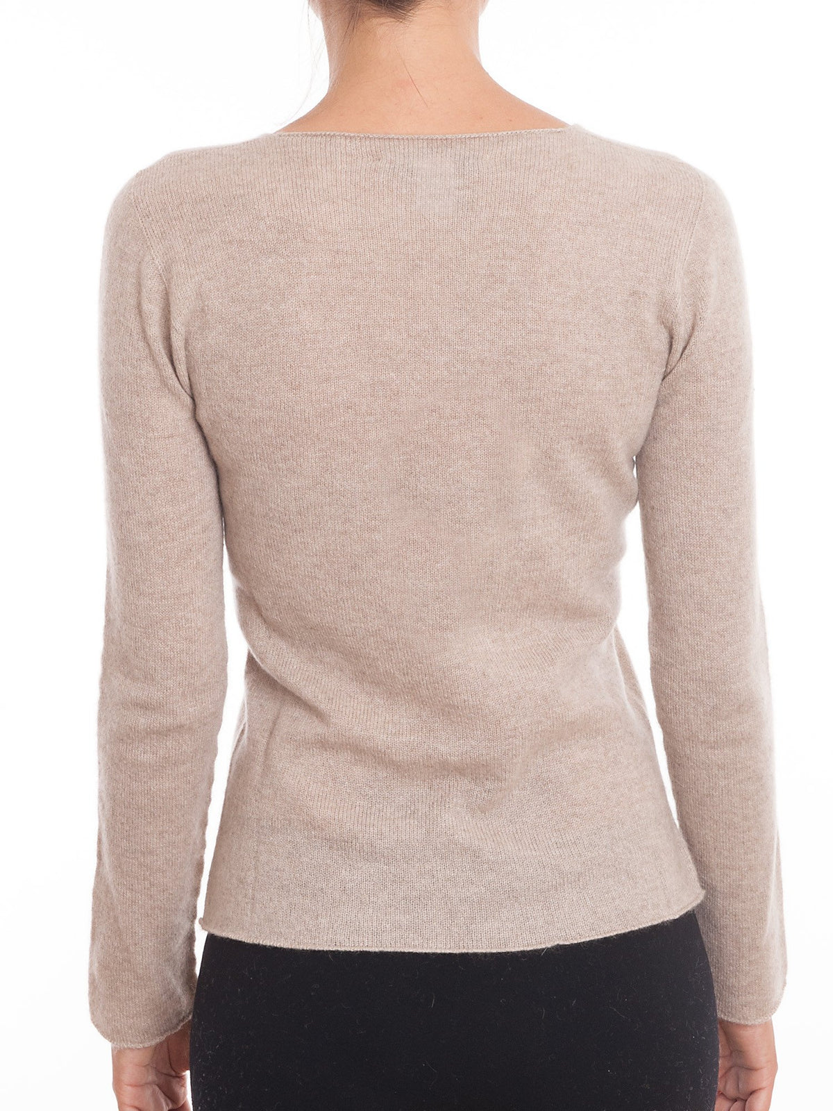Pull col V femme 100 % cachemire, coloris Beige, vue 4 | Dalle Piane Cashmere