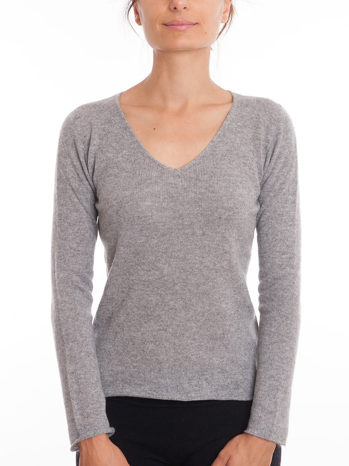 Pull col V femme 100 % cachemire, coloris Gris, vue 5 | Dalle Piane Cashmere