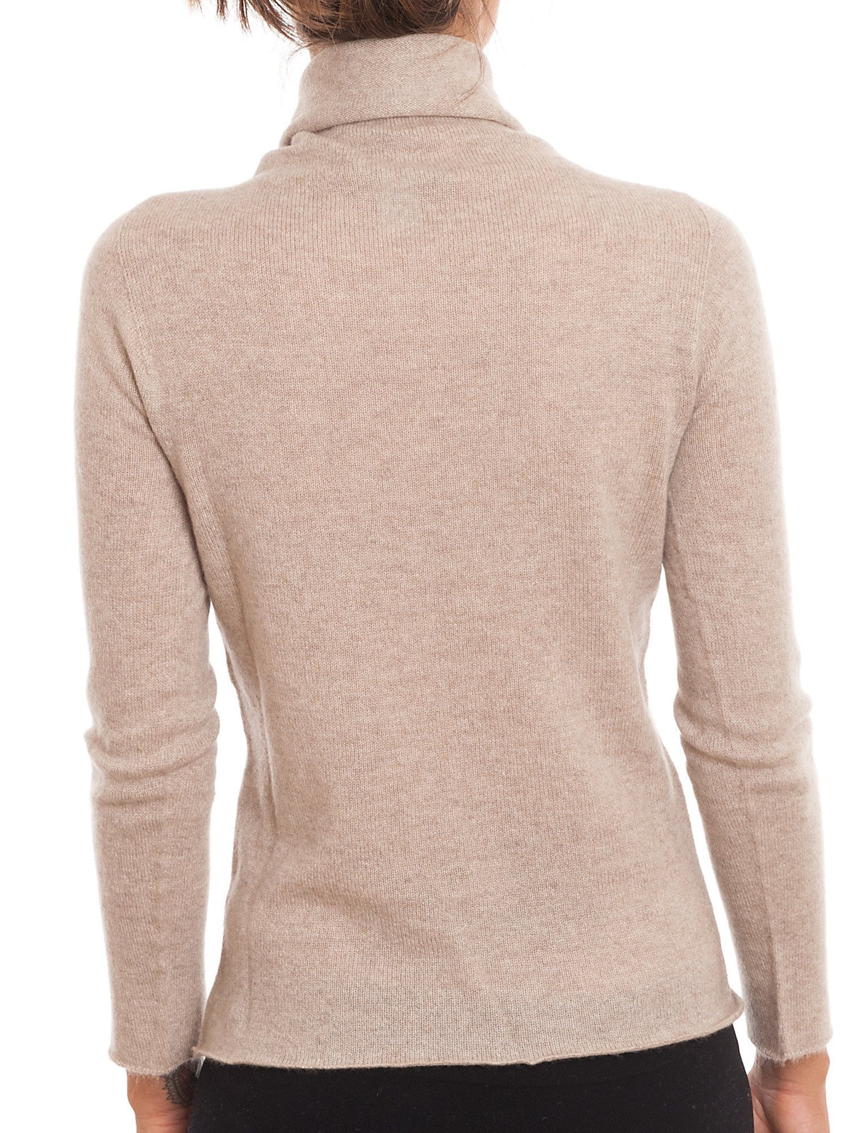 Pull col roulé femme 100 % cachemire, coloris Beige, vue 4 | Dalle Piane Cashmere