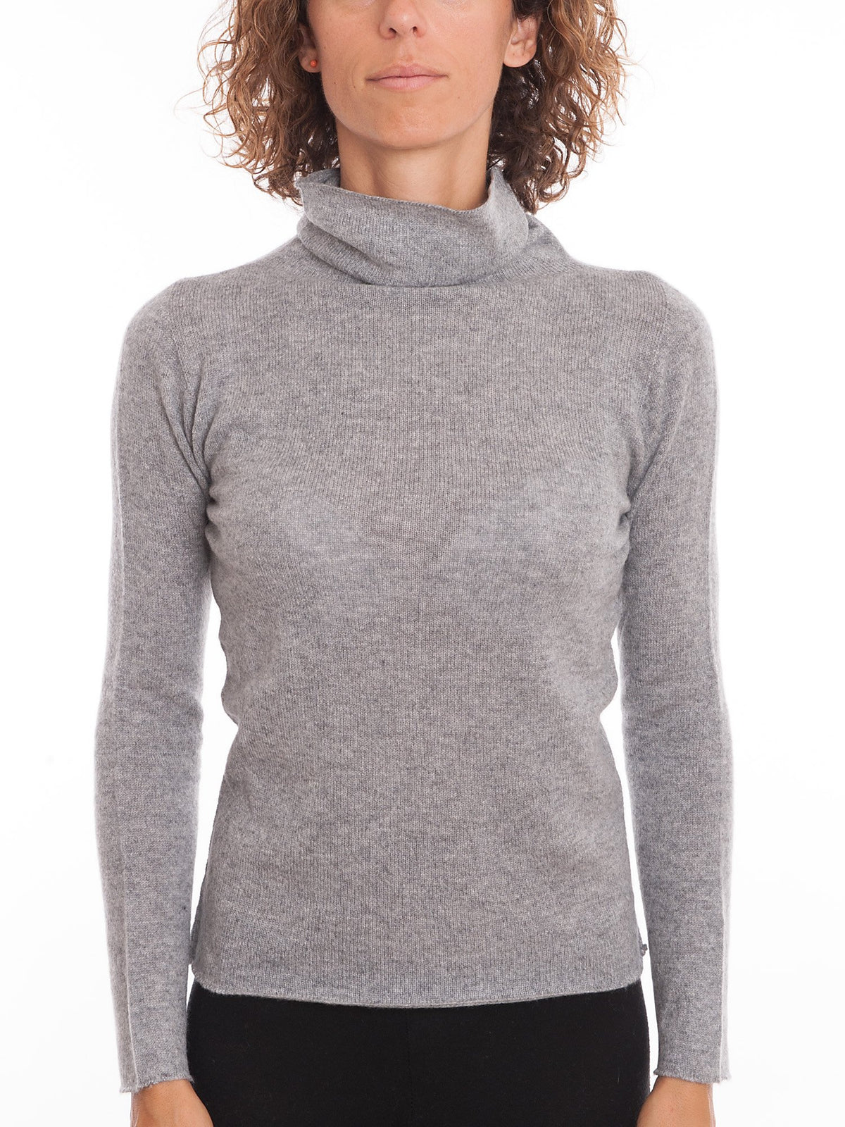 Pull col roulé femme 100 % cachemire, coloris Gris | Dalle Piane Cashmere