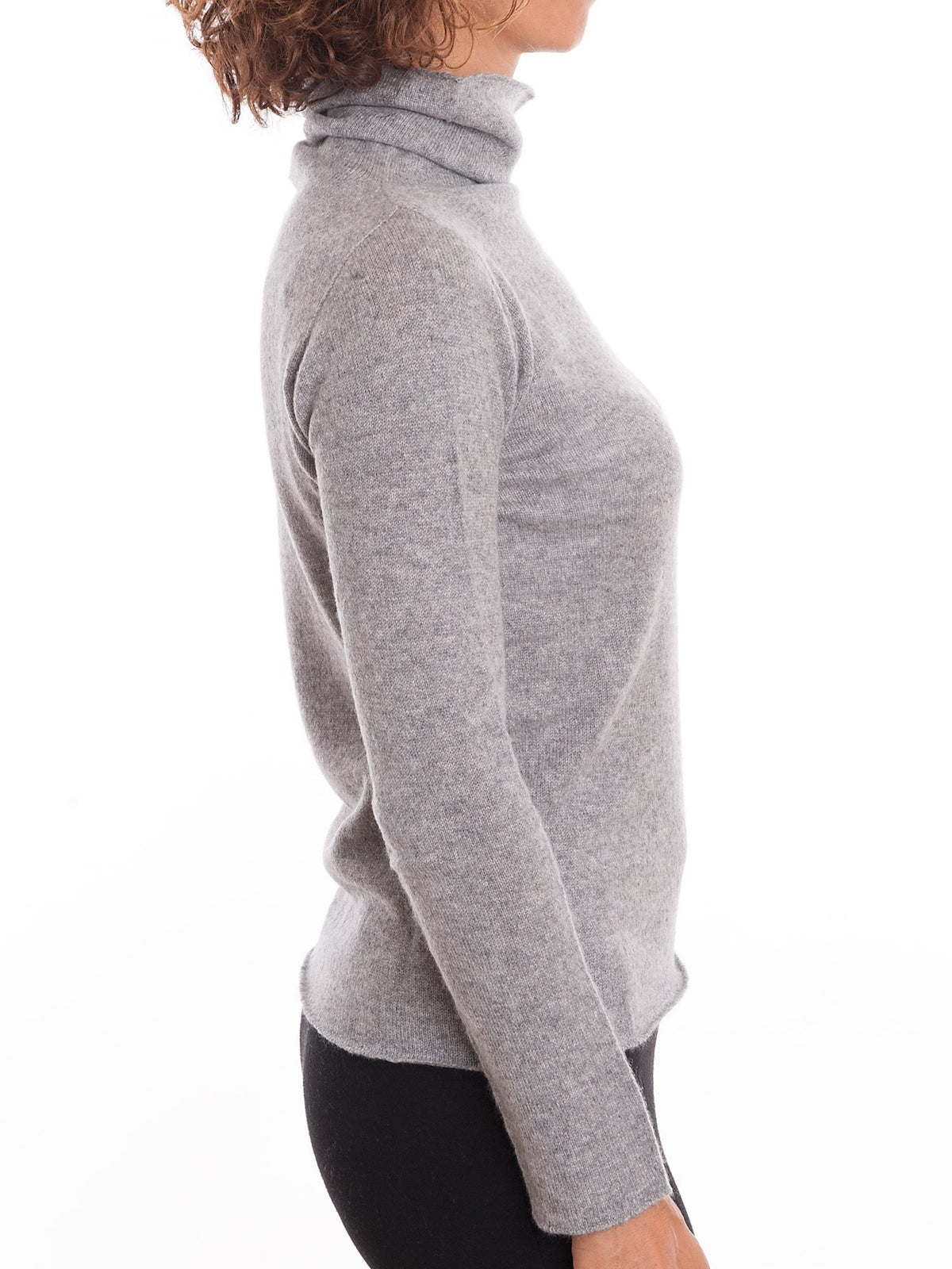 Pull col roulé femme 100 % cachemire, coloris Gris, vue 3 | Dalle Piane Cashmere