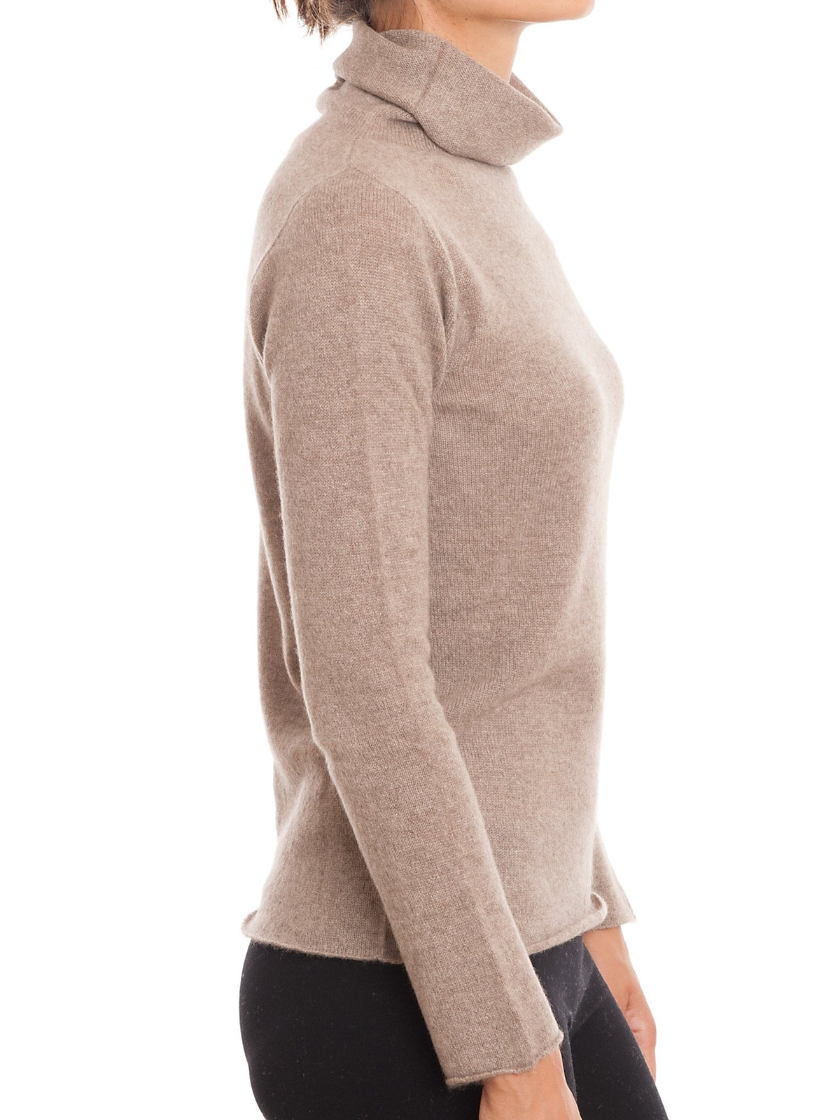 Pull col roulé femme 100 % cachemire, coloris Vison, vue 4 | Dalle Piane Cashmere