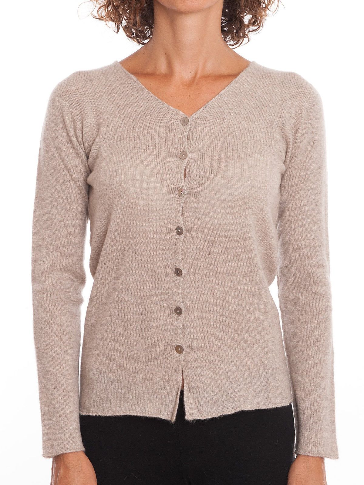 Cardigan con bottoni 100% Cashmere, colore Beige | Dalle Piane Cashmere