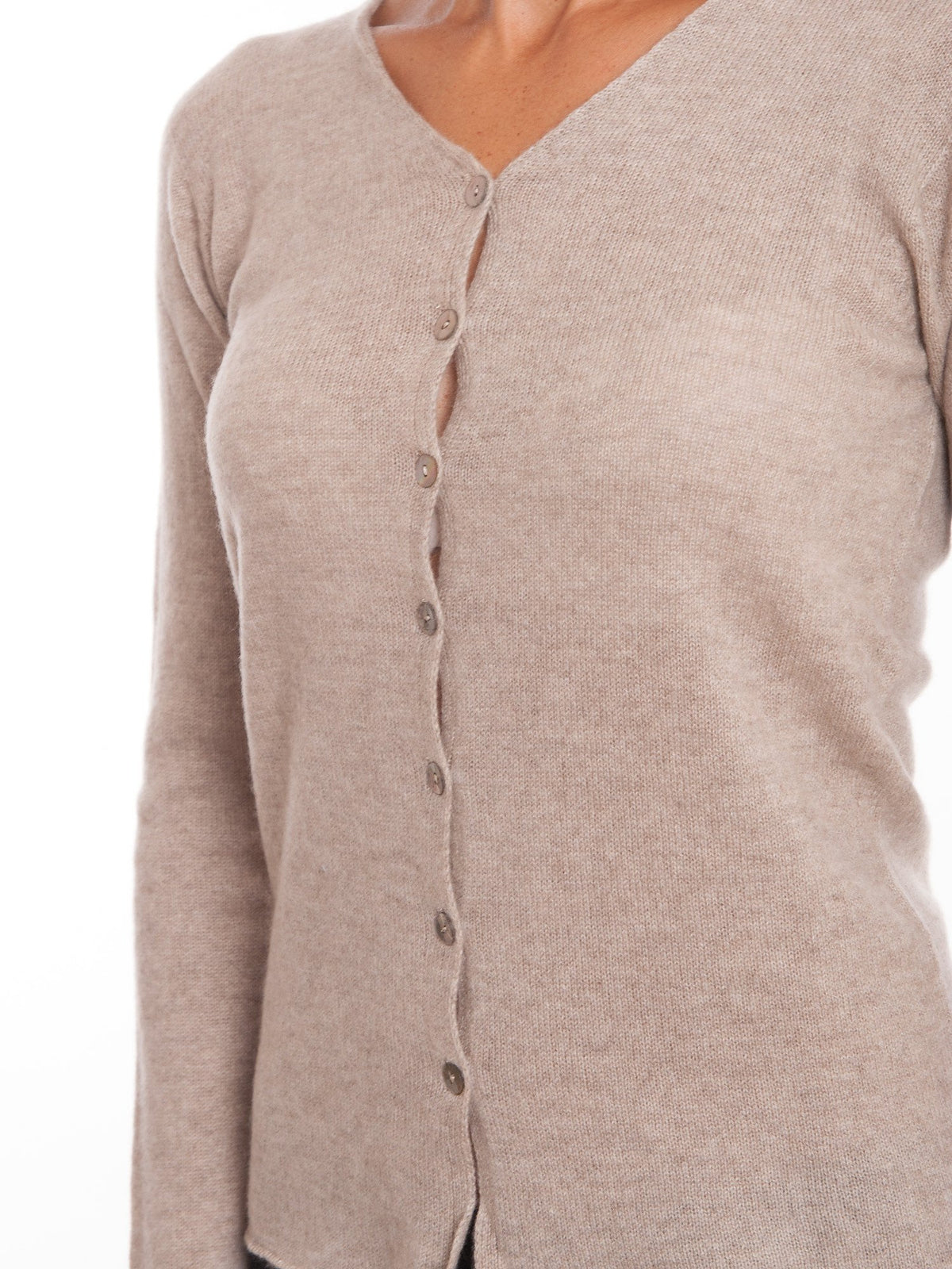 Cardigan con bottoni 100% Cashmere, colore Beige, vista 2 | Dalle Piane Cashmere