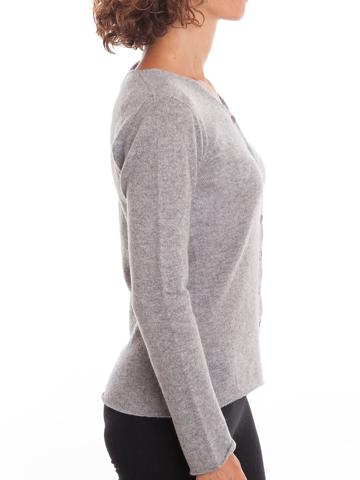 Cardigan con bottoni 100% Cashmere, colore Grigio, vista 3 | Dalle Piane Cashmere