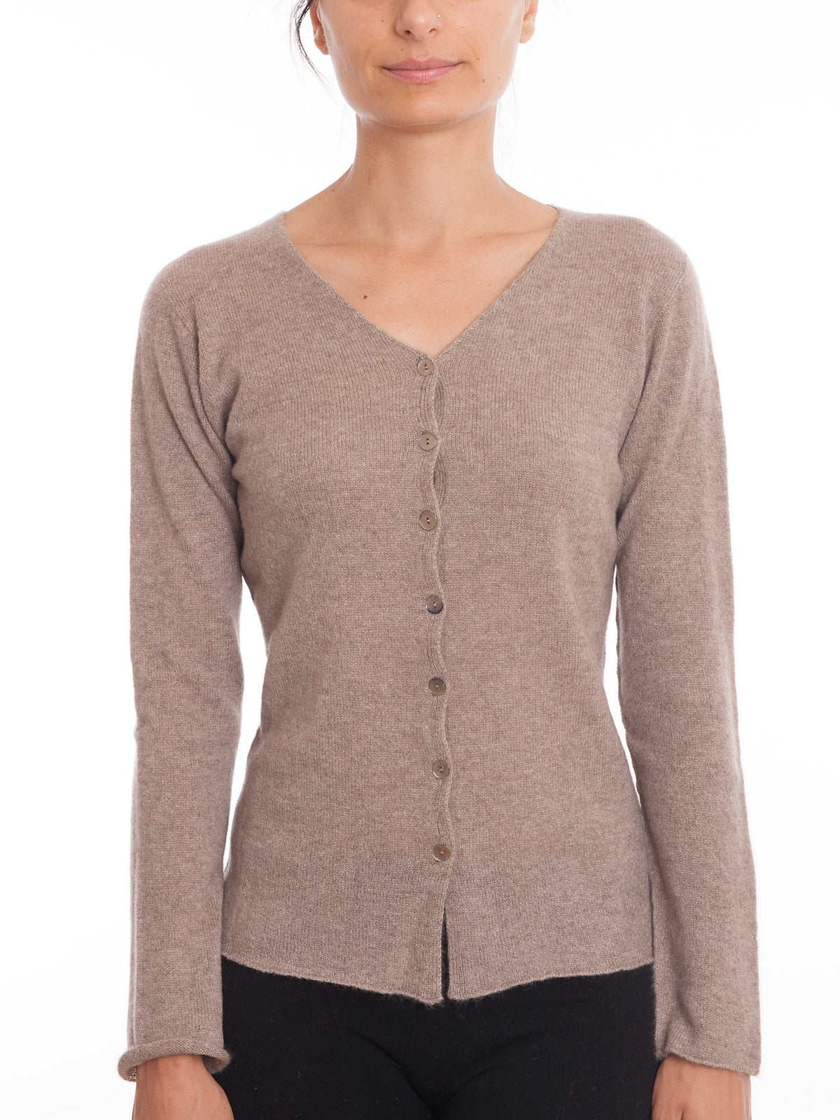 Cardigan con bottoni 100% Cashmere, colore Visone | Dalle Piane Cashmere