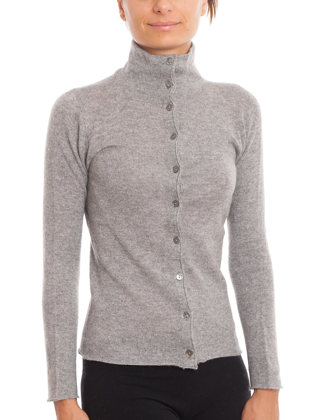 Blouson en maille femme 100 % cachemire, coloris Gris | Dalle Piane Cashmere
