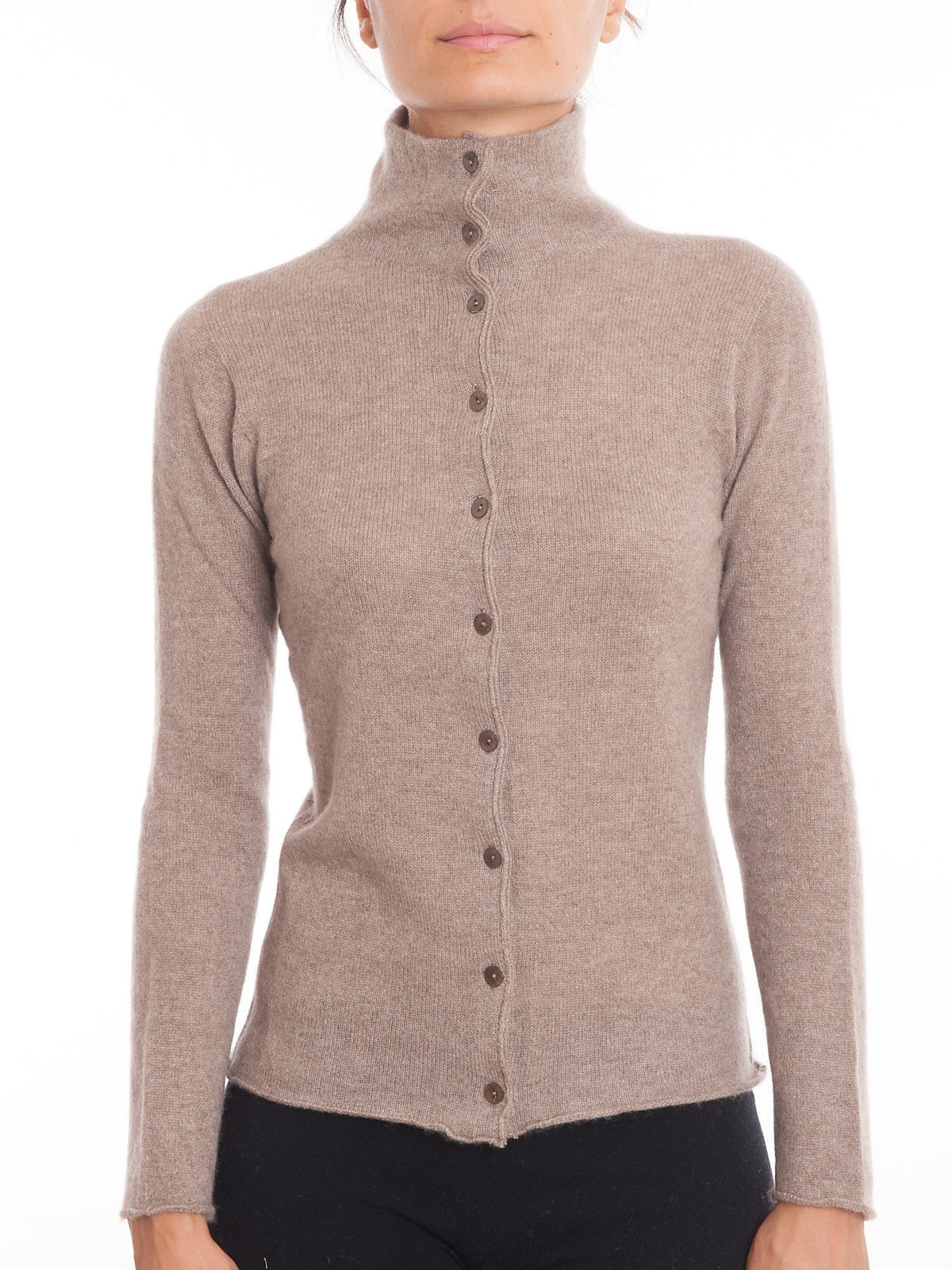Blouson en maille femme 100 % cachemire, coloris Vison | Dalle Piane Cashmere