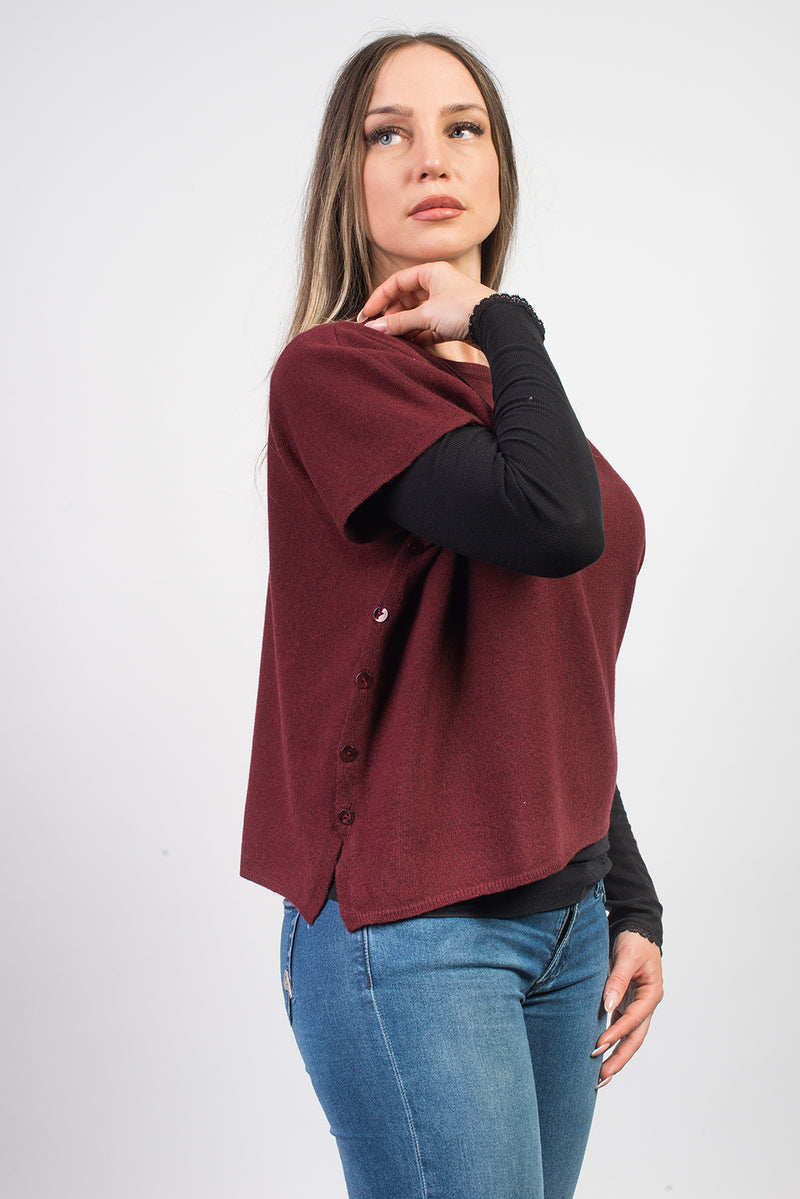 Girocollo con bottoni misto cashmere | Dalle Piane Cashmere