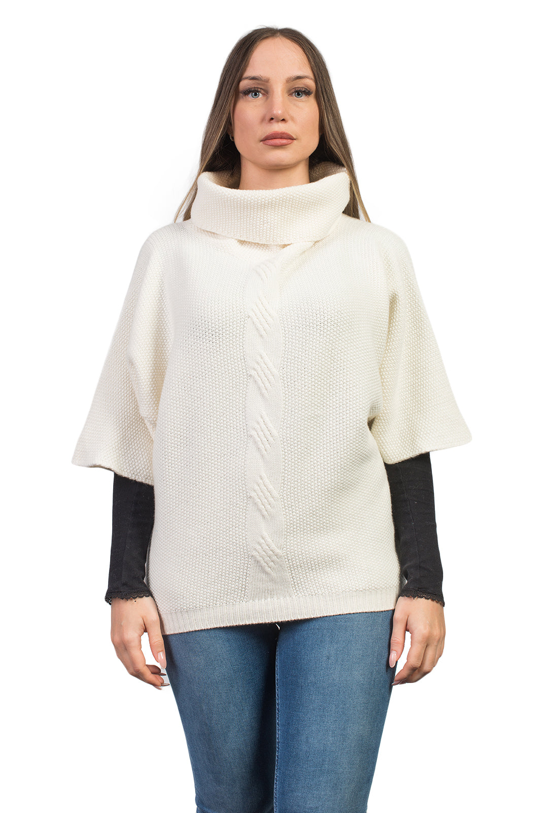 Pull à torsade femme mélange cachemire, coloris Crème | Dalle Piane Cashmere