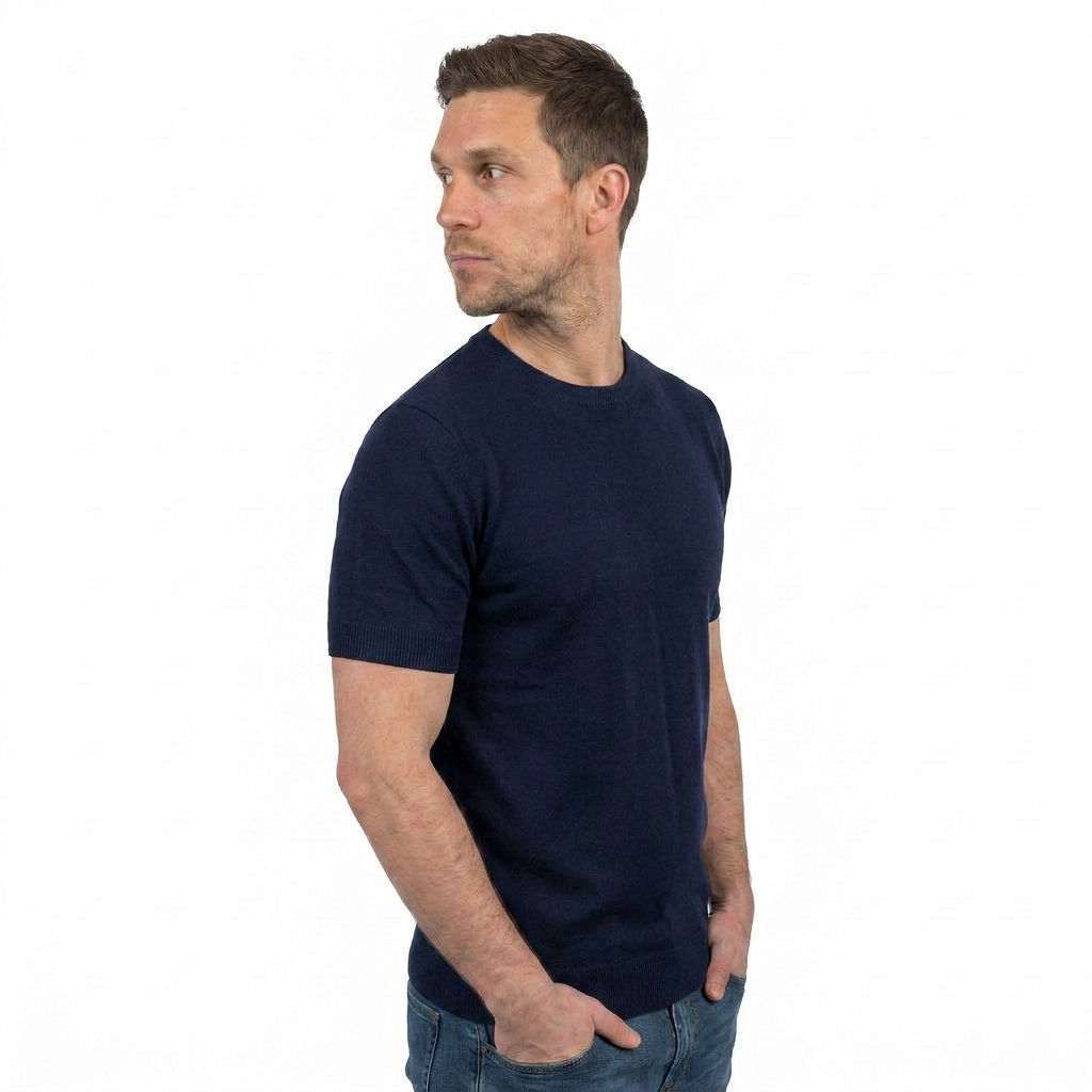 T-shirt homme manches courtes 100 % coton, coloris Noir, vue 5 | Dalle Piane Cashmere