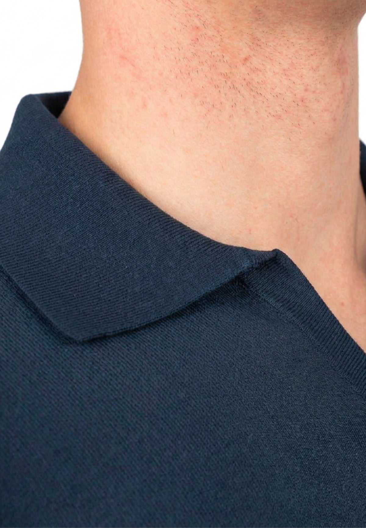 Polo homme manches courtes 100 % coton, coloris Bleu, vue 4 | Dalle Piane Cashmere