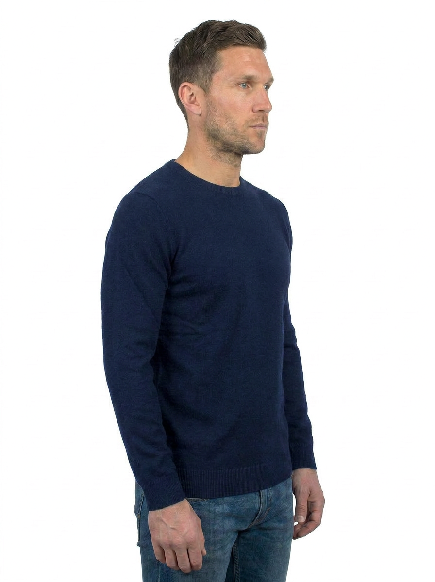 Girocollo 100% cotone, colore Blu, vista 2 | Dalle Piane Cashmere