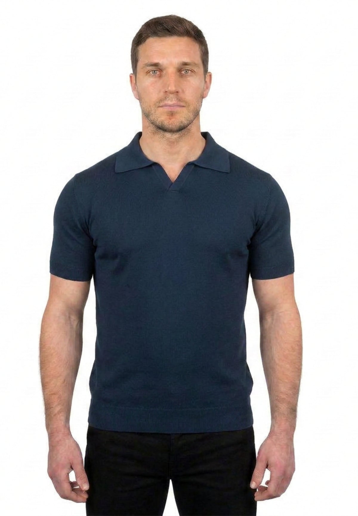 Polo manica corta 100% cotone, colore Blu | Dalle Piane Cashmere