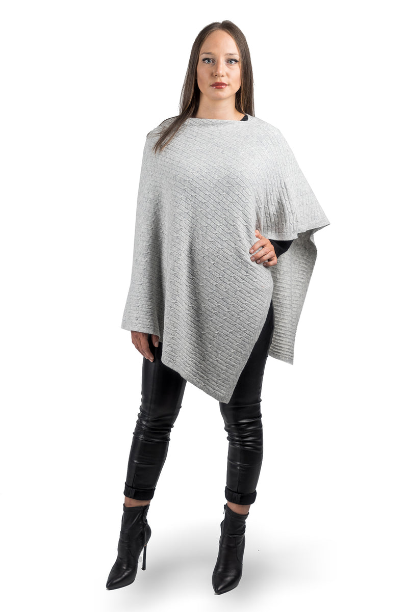 Poncho a treccine misto cashmere | Dalle Piane Cashmere