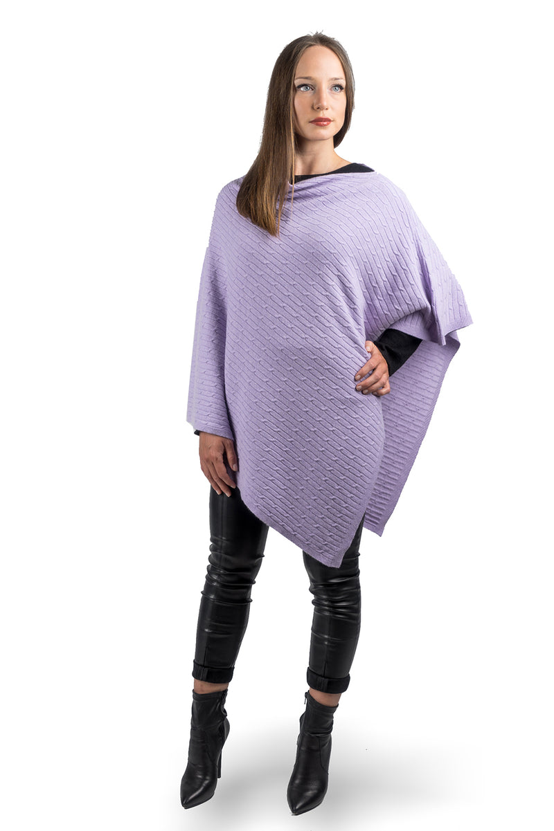 Poncho a treccine misto cashmere | Dalle Piane Cashmere