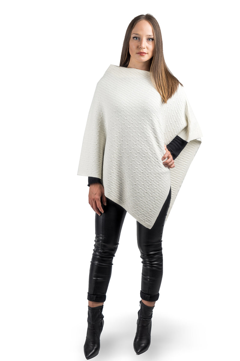 Poncho a treccine misto cashmere | Dalle Piane Cashmere