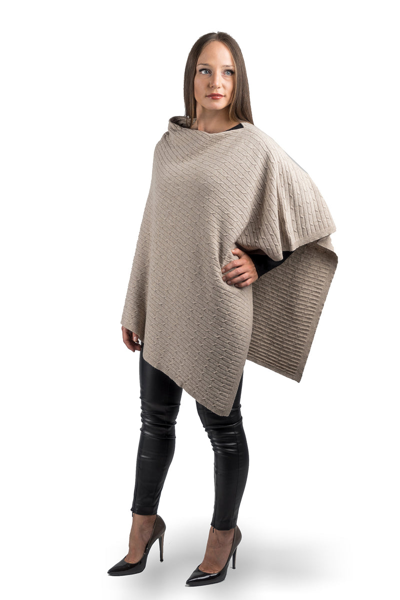 Poncho a treccine misto cashmere | Dalle Piane Cashmere