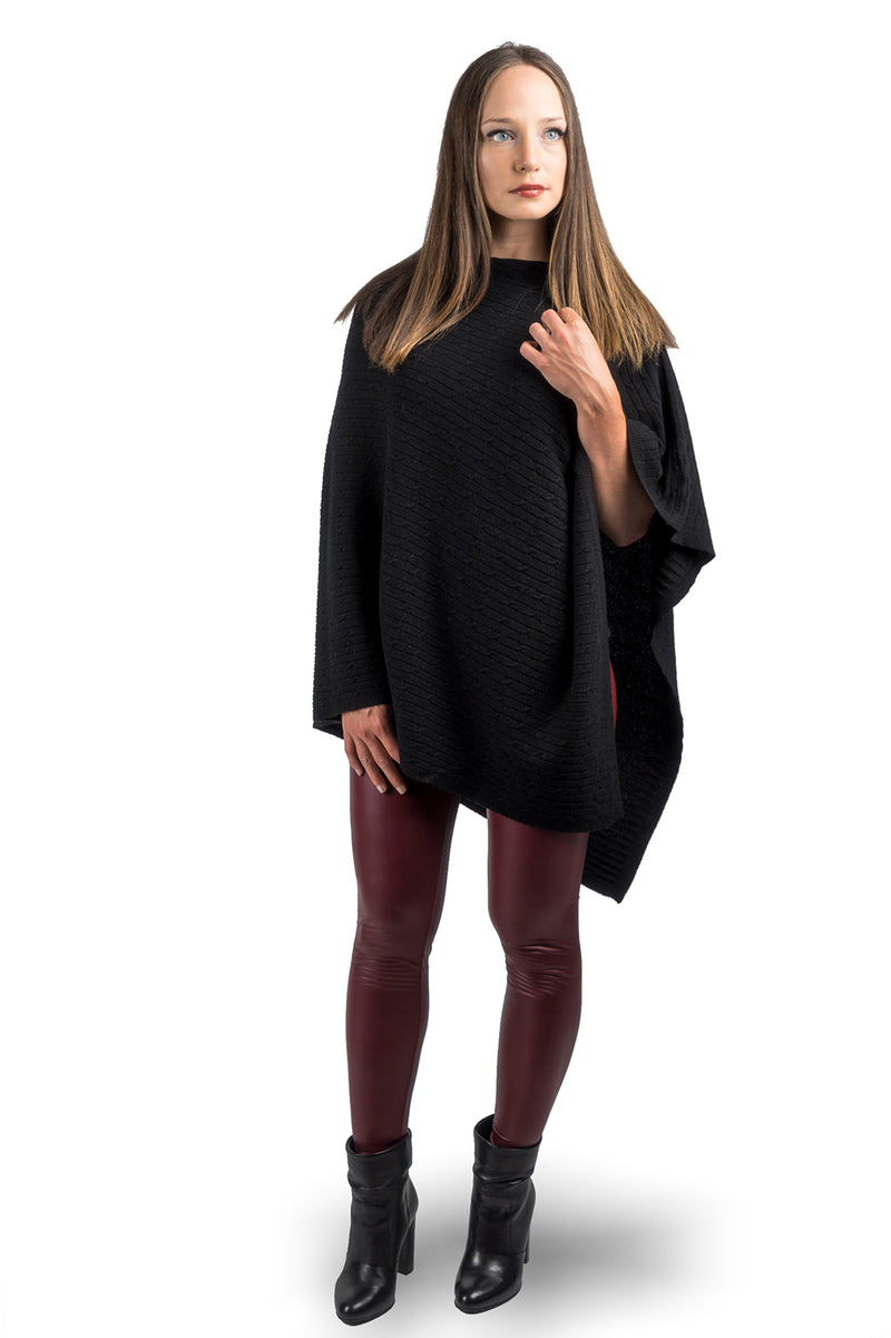 Poncho a treccine misto cashmere | Dalle Piane Cashmere