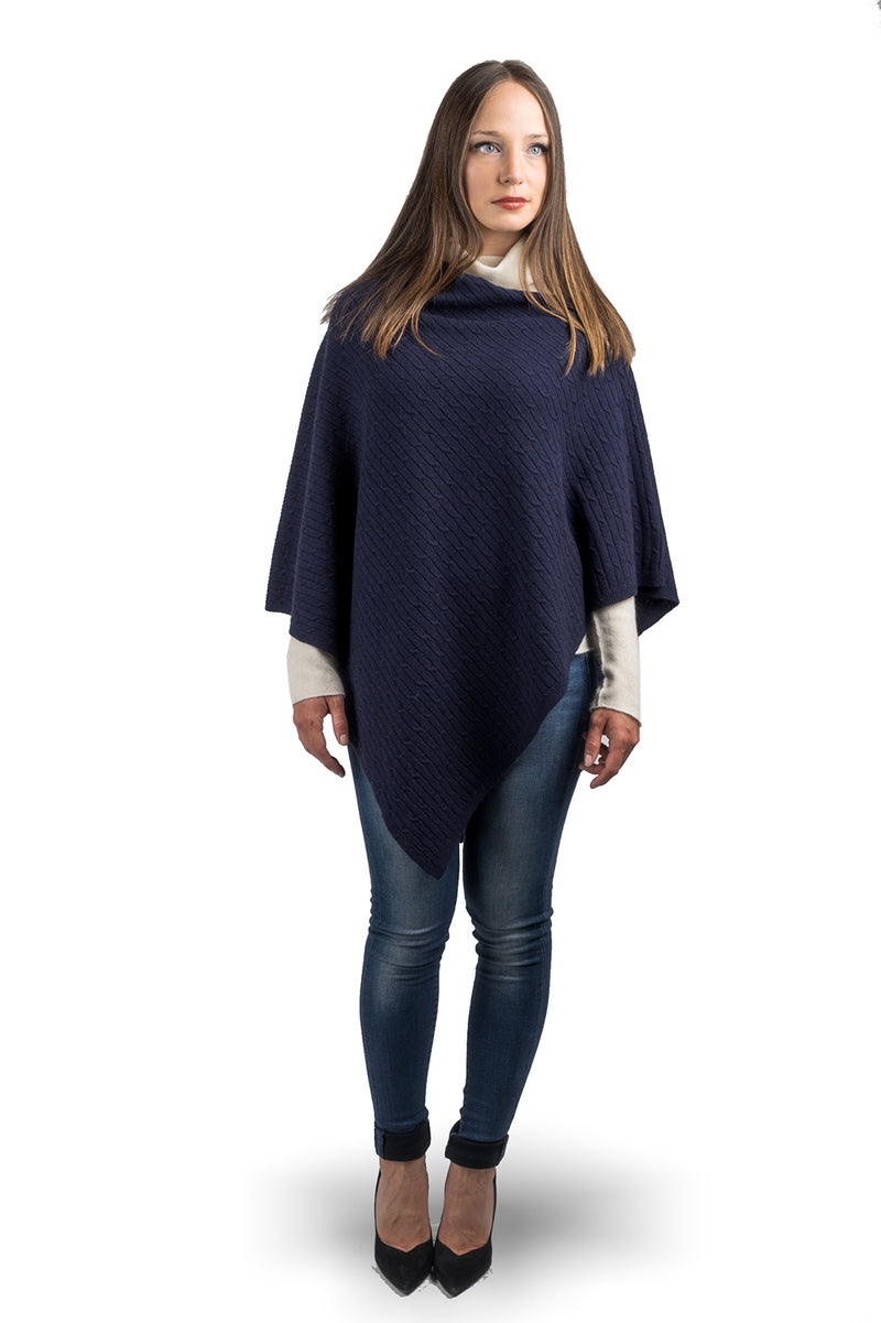 Poncho a treccine misto cashmere | Dalle Piane Cashmere