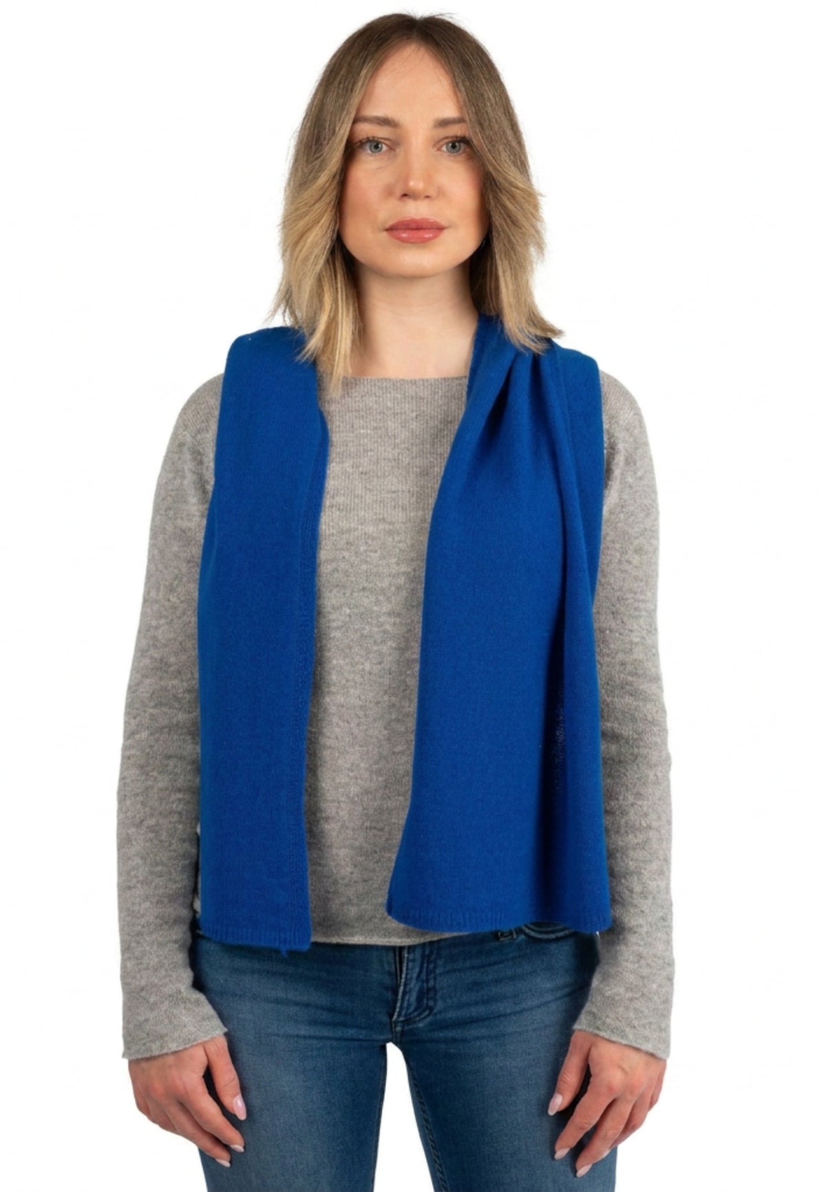 Écharpe mixte 100 % cachemire, coloris Bleuet | Dalle Piane Cashmere