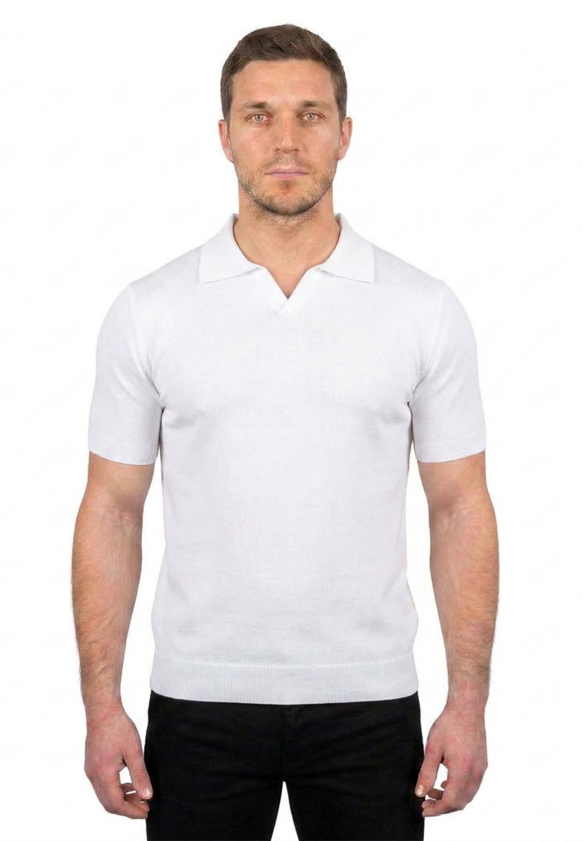 Polo homme manches courtes 100 % coton, coloris Blanc | Dalle Piane Cashmere