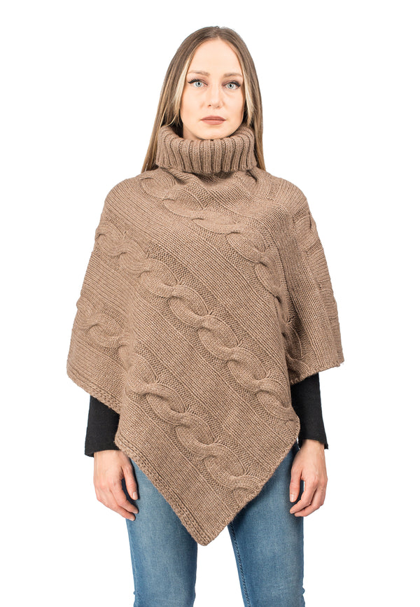 Poncho dolcevita con trecce | Dalle Piane Cashmere