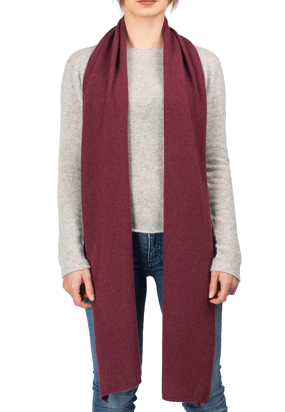 Écharpe mixte mélange cachemire, coloris Bordeaux, vue 2 | Dalle Piane Cashmere