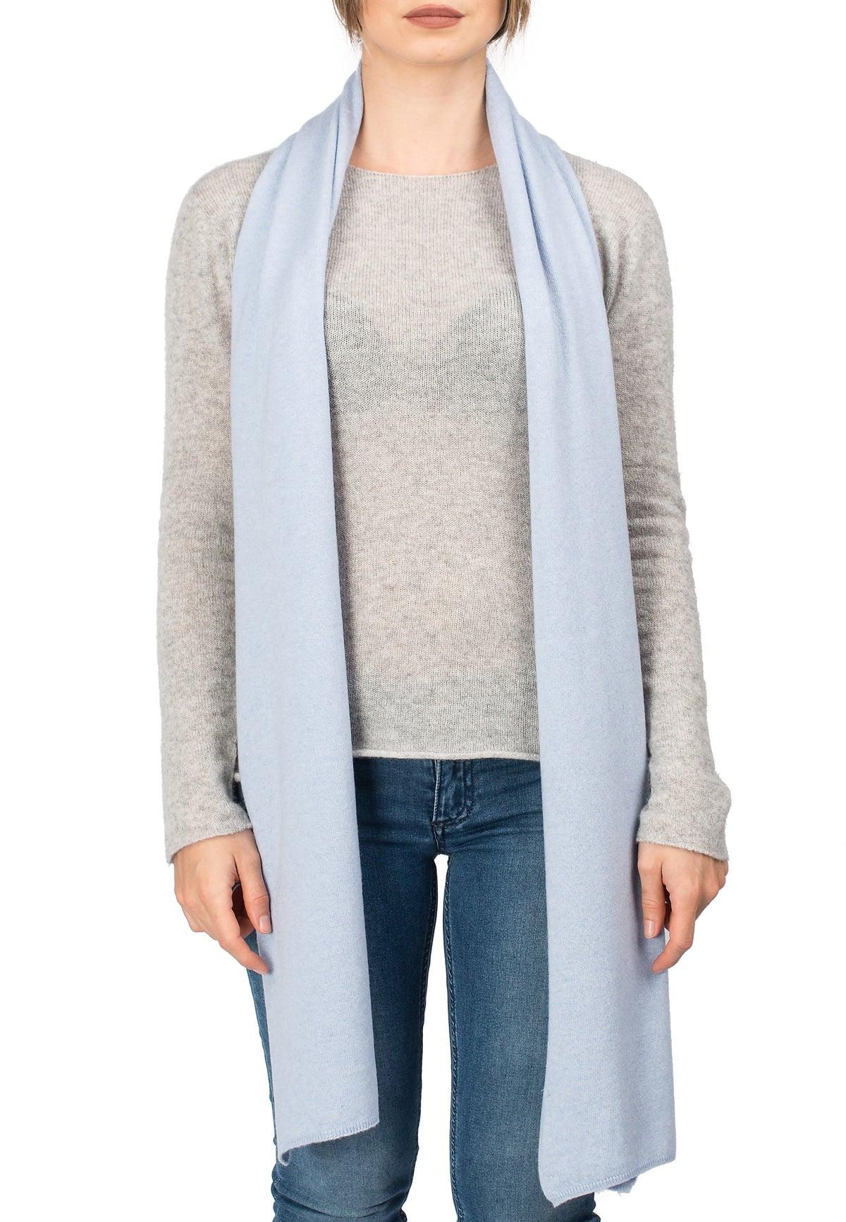 Écharpe mixte mélange cachemire, coloris Ciel, vue 2 | Dalle Piane Cashmere