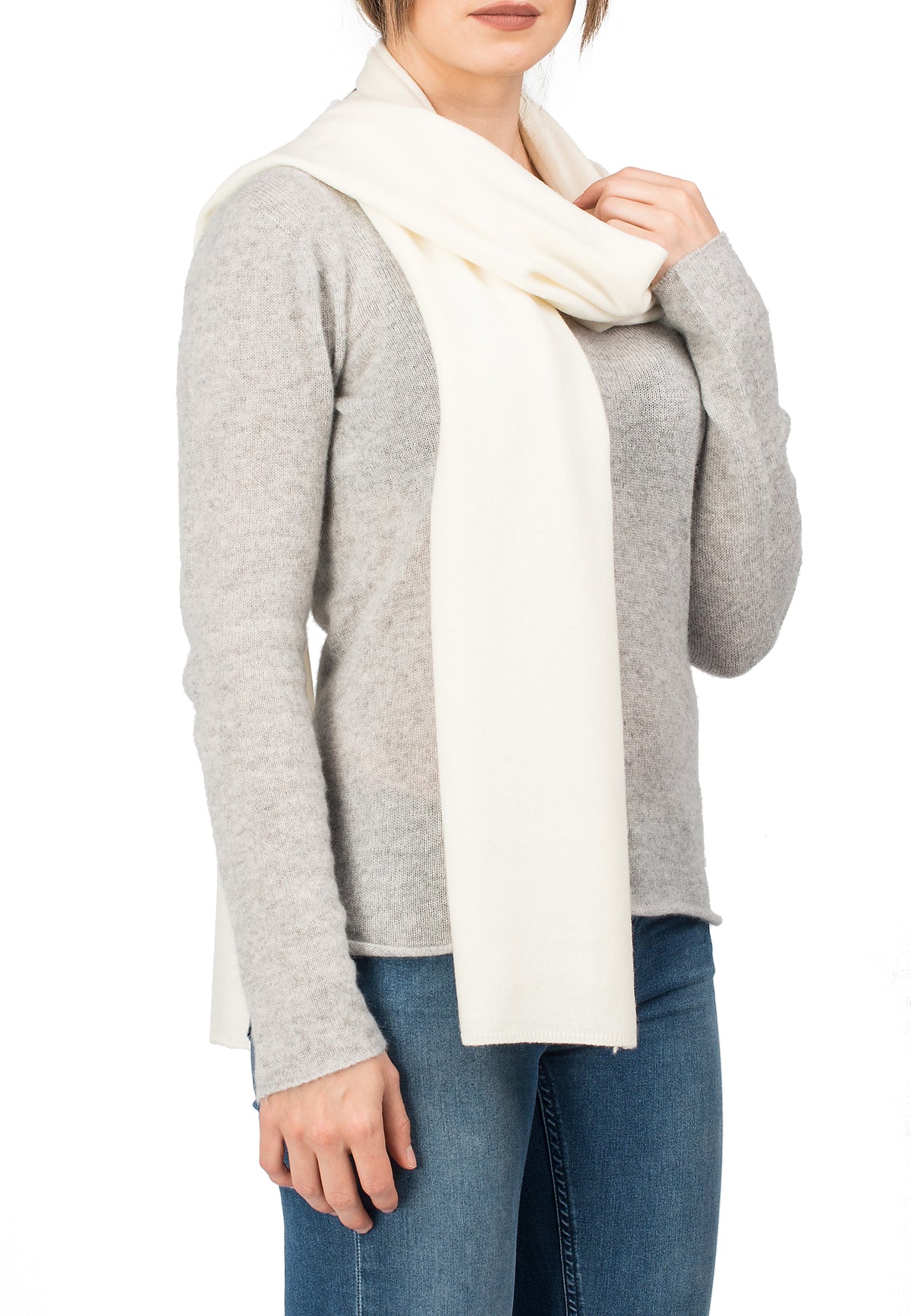 Écharpe mixte mélange cachemire, coloris Crème | Dalle Piane Cashmere